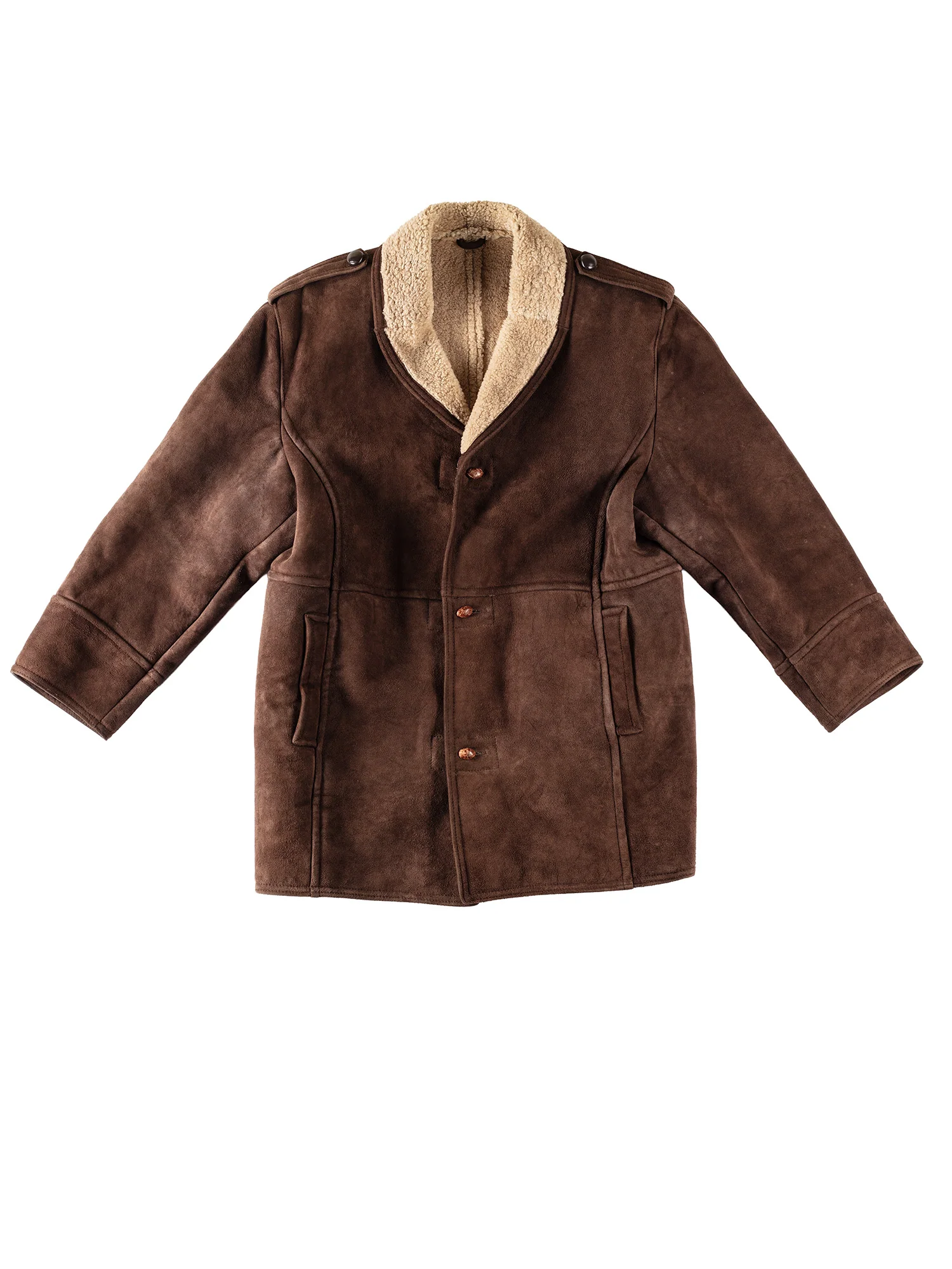 Vintage 80's Men Sheepskin Coat in Brown by Northern Grip