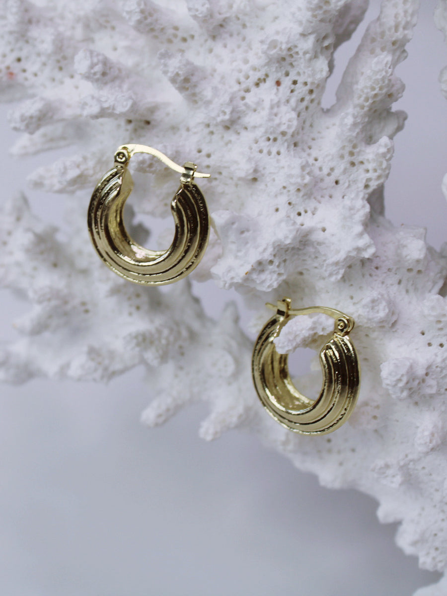 THERESA THREADED GOLD HOOPS - FINAL SALE by RAËLIV