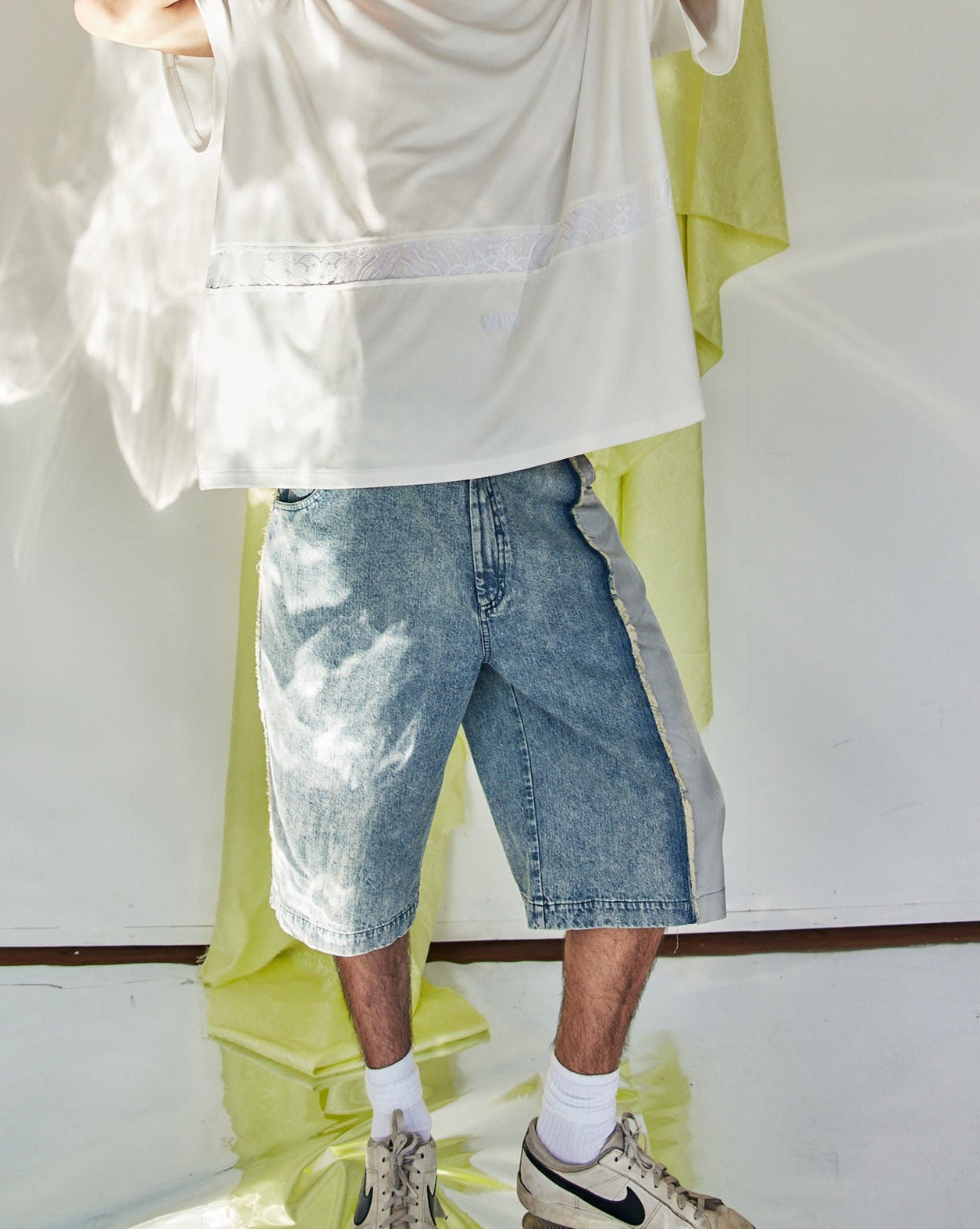 Ye Cargo Denim Shorts by DAWANG