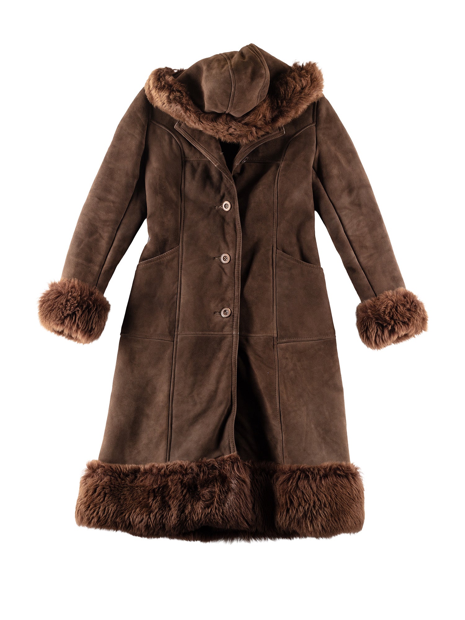 Vintage 70's Women Sheepskin Penny Lane Coat in Brown by Northern Grip
