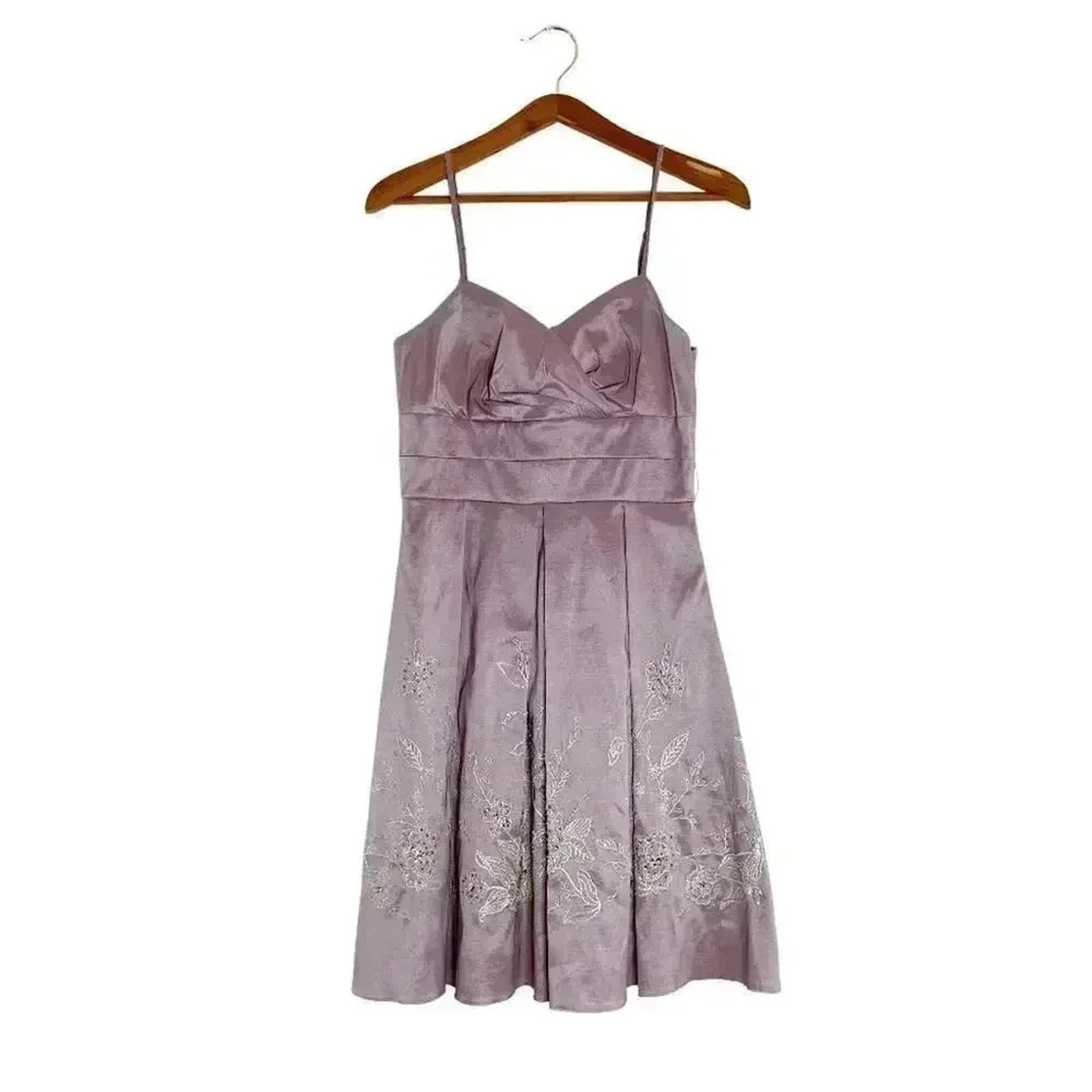 Vintage Oleg Cassini Dusty Rose Pleated Tea Dress Embroidered Women's by Hot Girl Secondhand