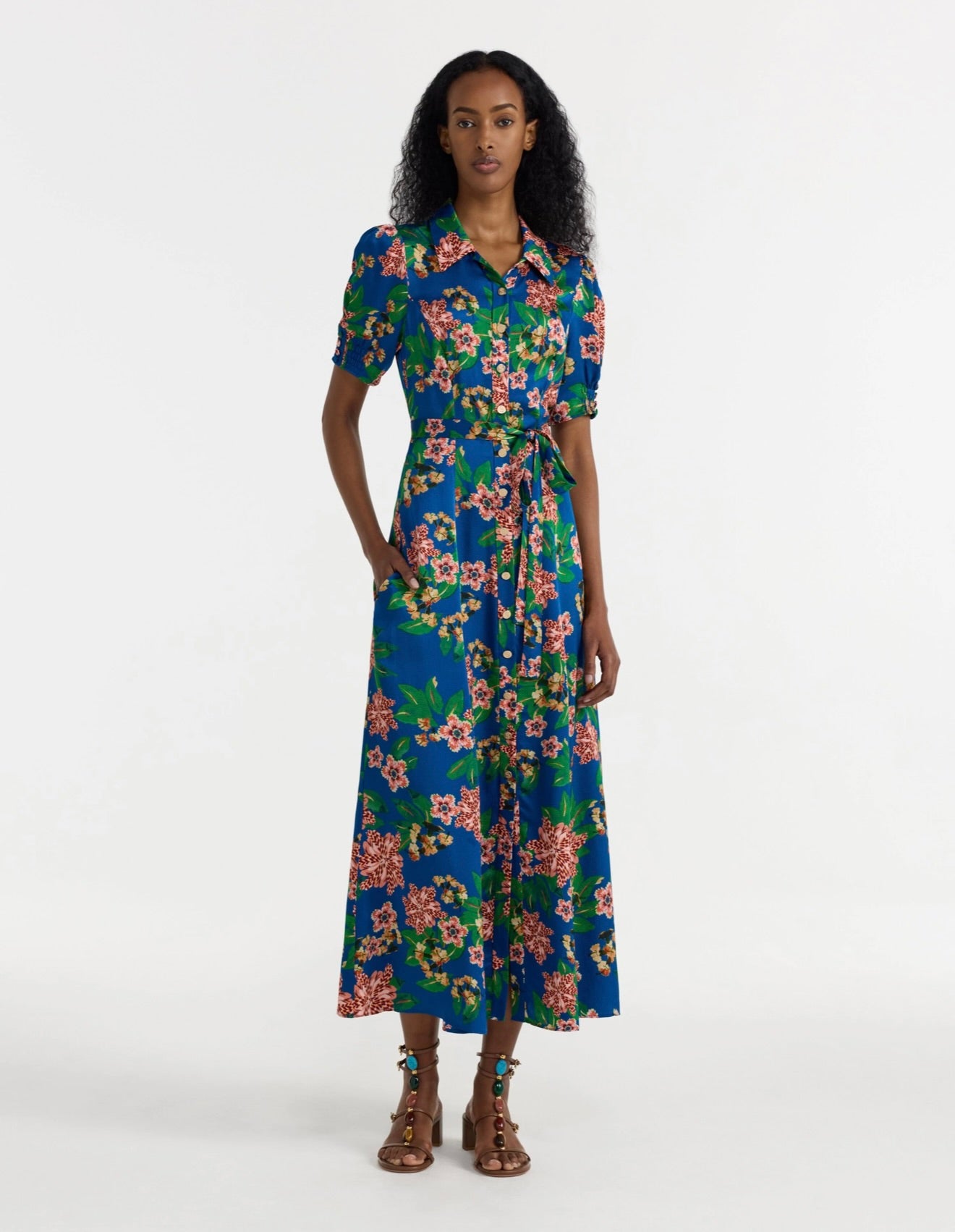 SALONI Vanessa D Dress in Flori Sapphire by Sierra Deene