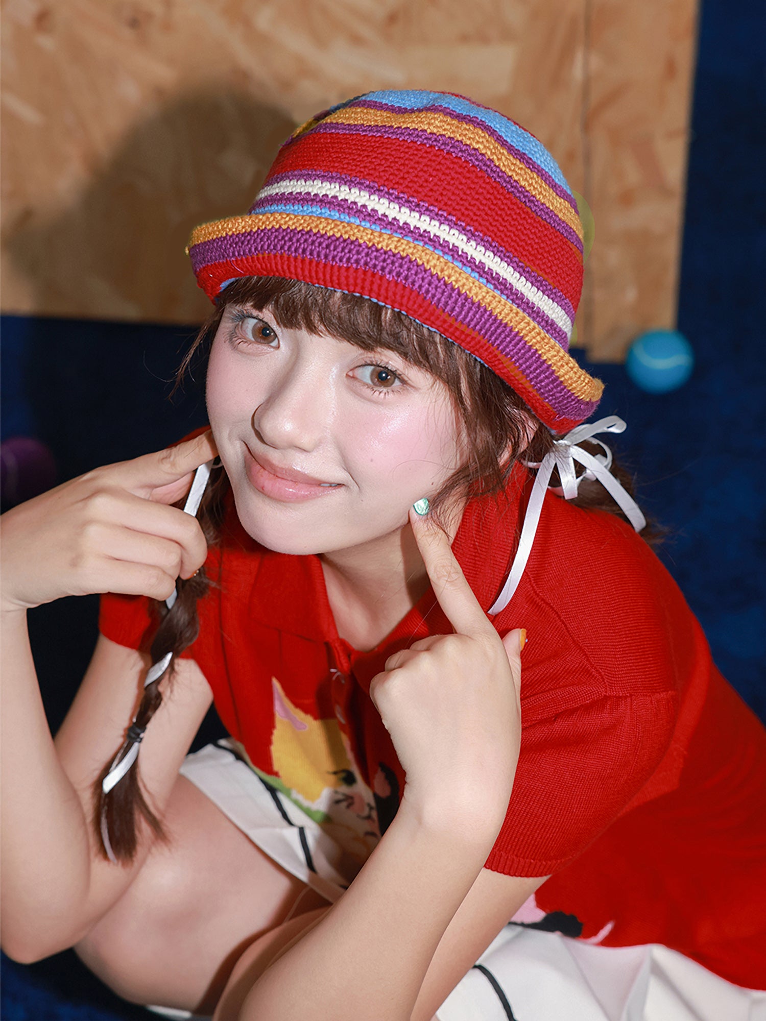 Decora Kei Colorful Striped Crochet Hat - Tntntutu by Land Decora