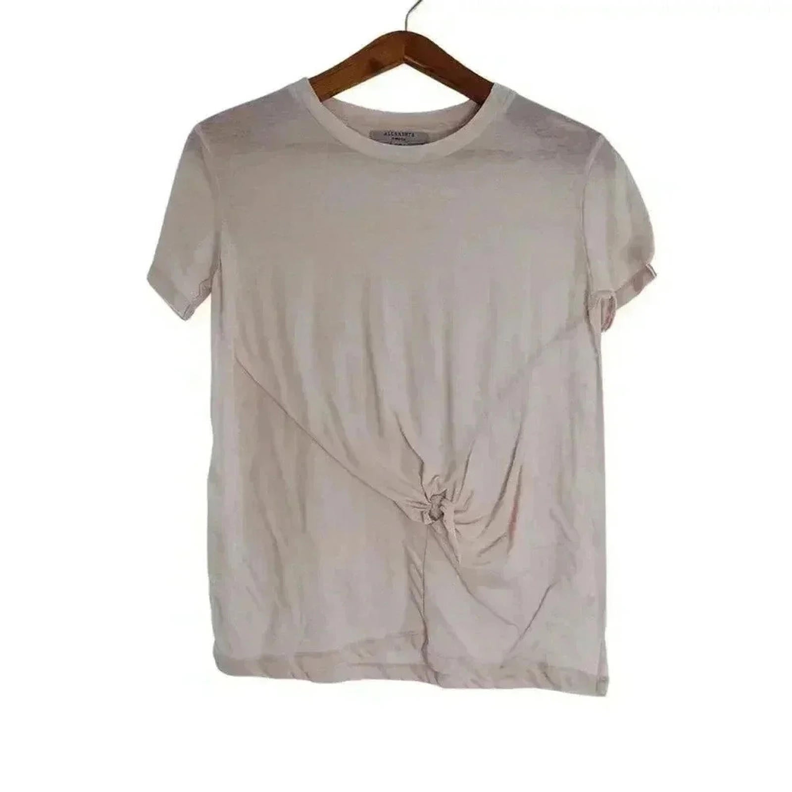 AllSaints Light Pink Knotted Crewneck Tee Women's Size XS Ballerina Pi by Hot Girl Secondhand