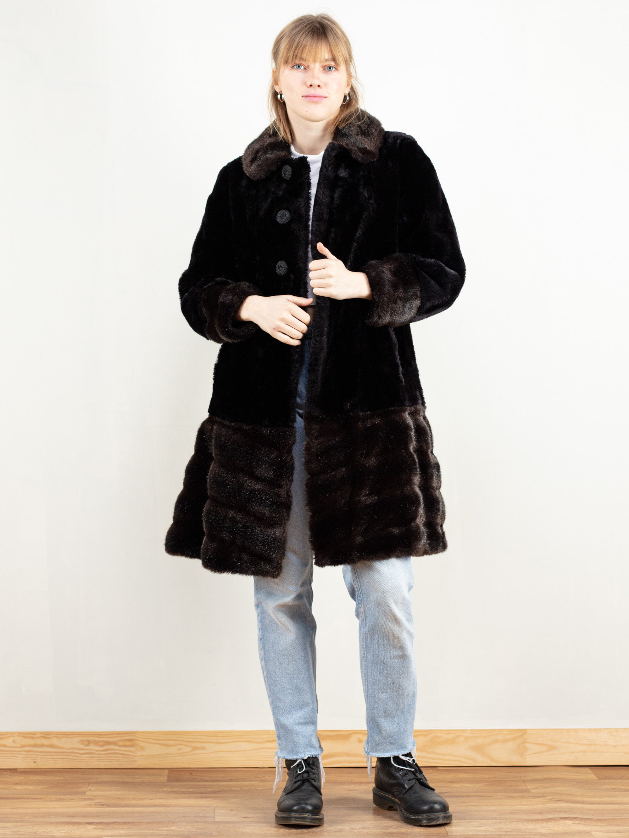 Vintage Women 80's Faux Fur Coat by Northern Grip