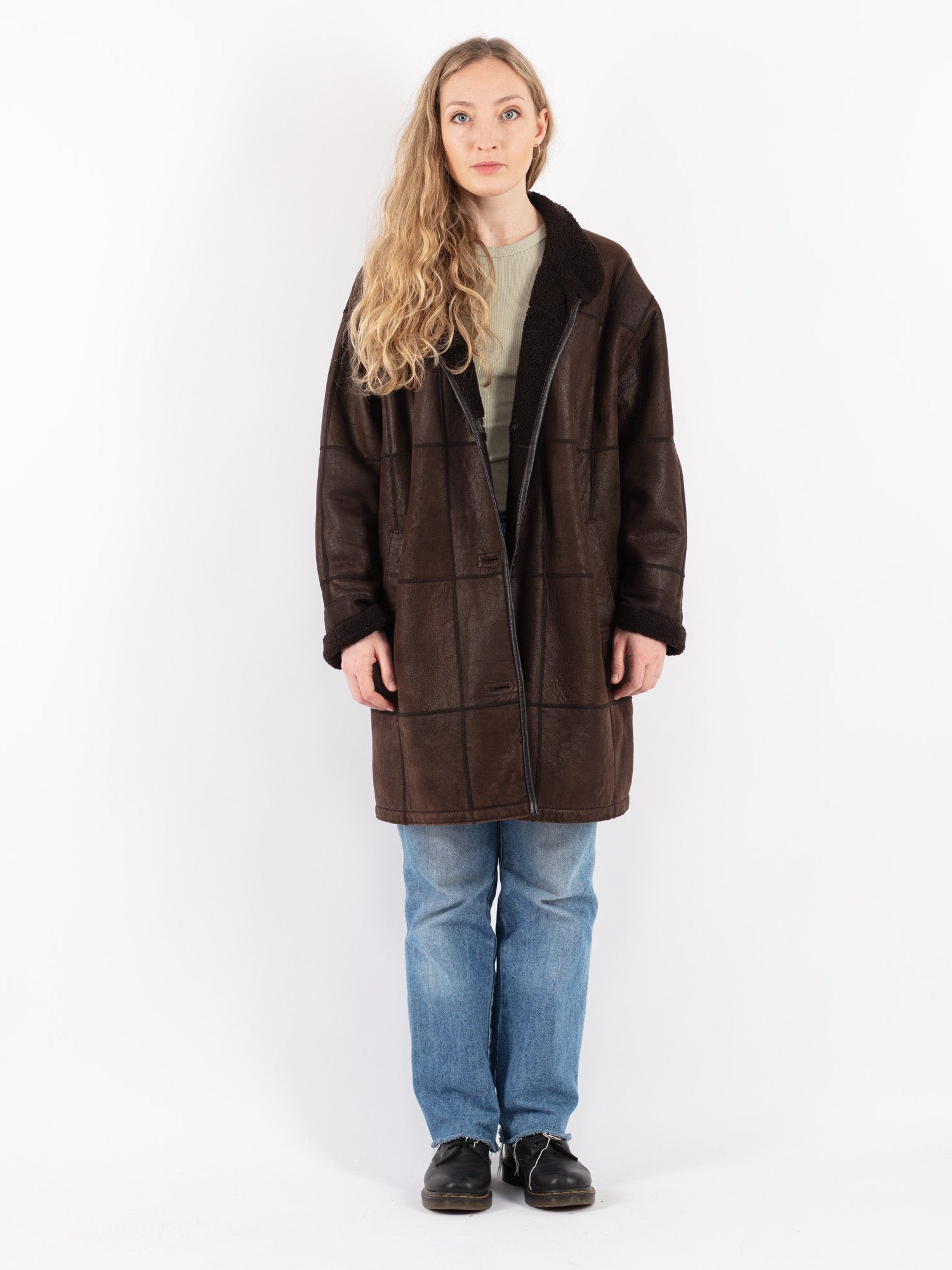 Vintage 90's Women Sheepskin Coat in Brown by Northern Grip