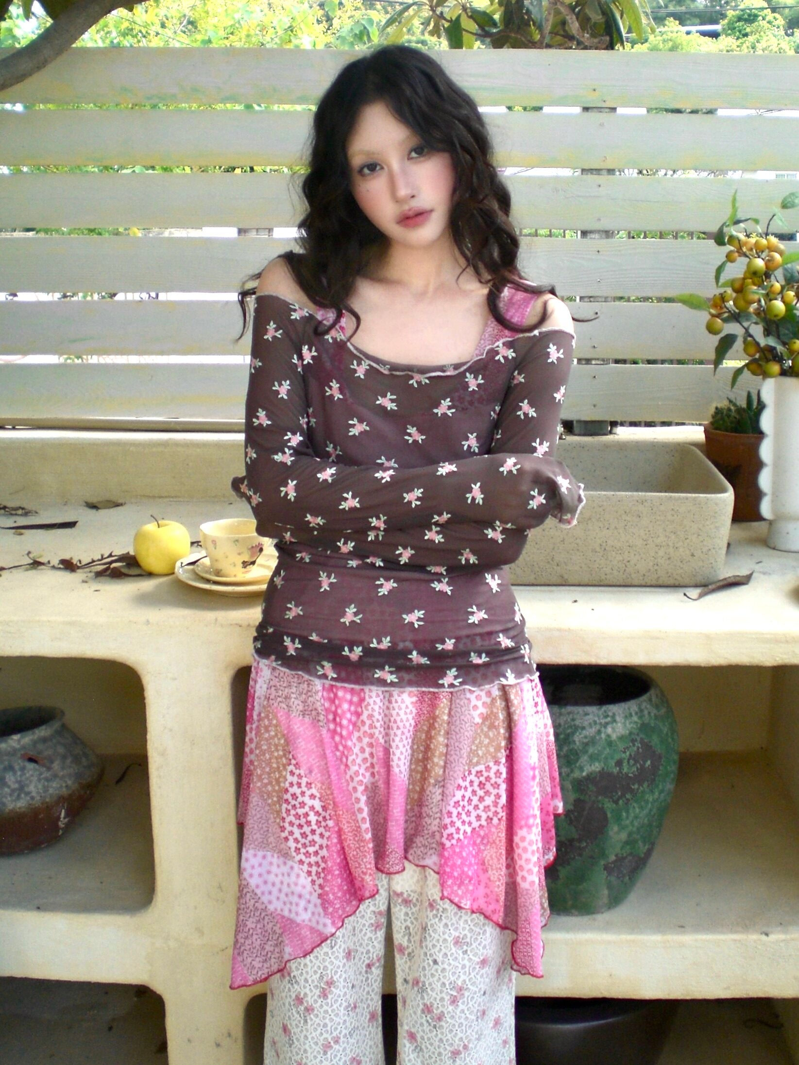 Y2K Vintage Floral Embroidered Set - HIBABAO by Land Decora