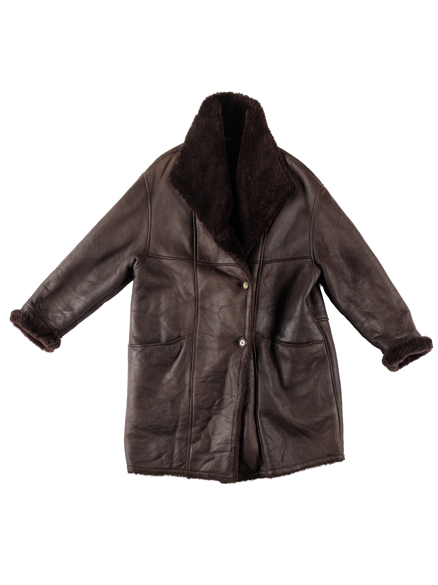 Vintage 80's Women Sheepskin Coat in Purple Brown by Northern Grip
