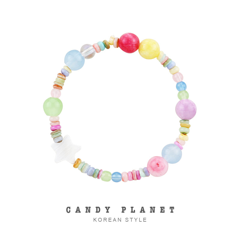 Decora Kei Candy Color Beaded Bracelet Cute Star - Candy Planet by Land Decora