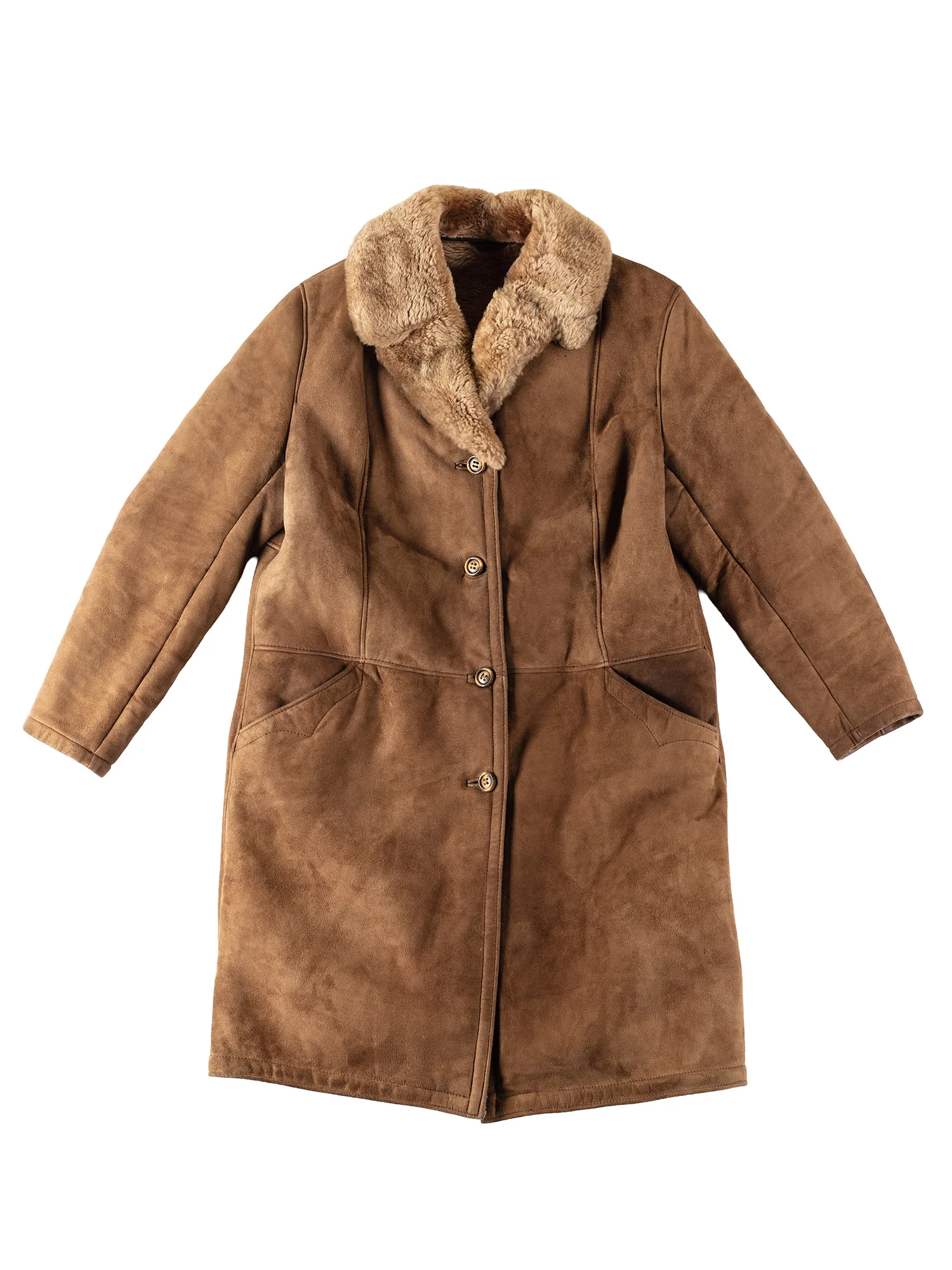 Vintage 80's Women Sheepskin Coat in Brown by Northern Grip