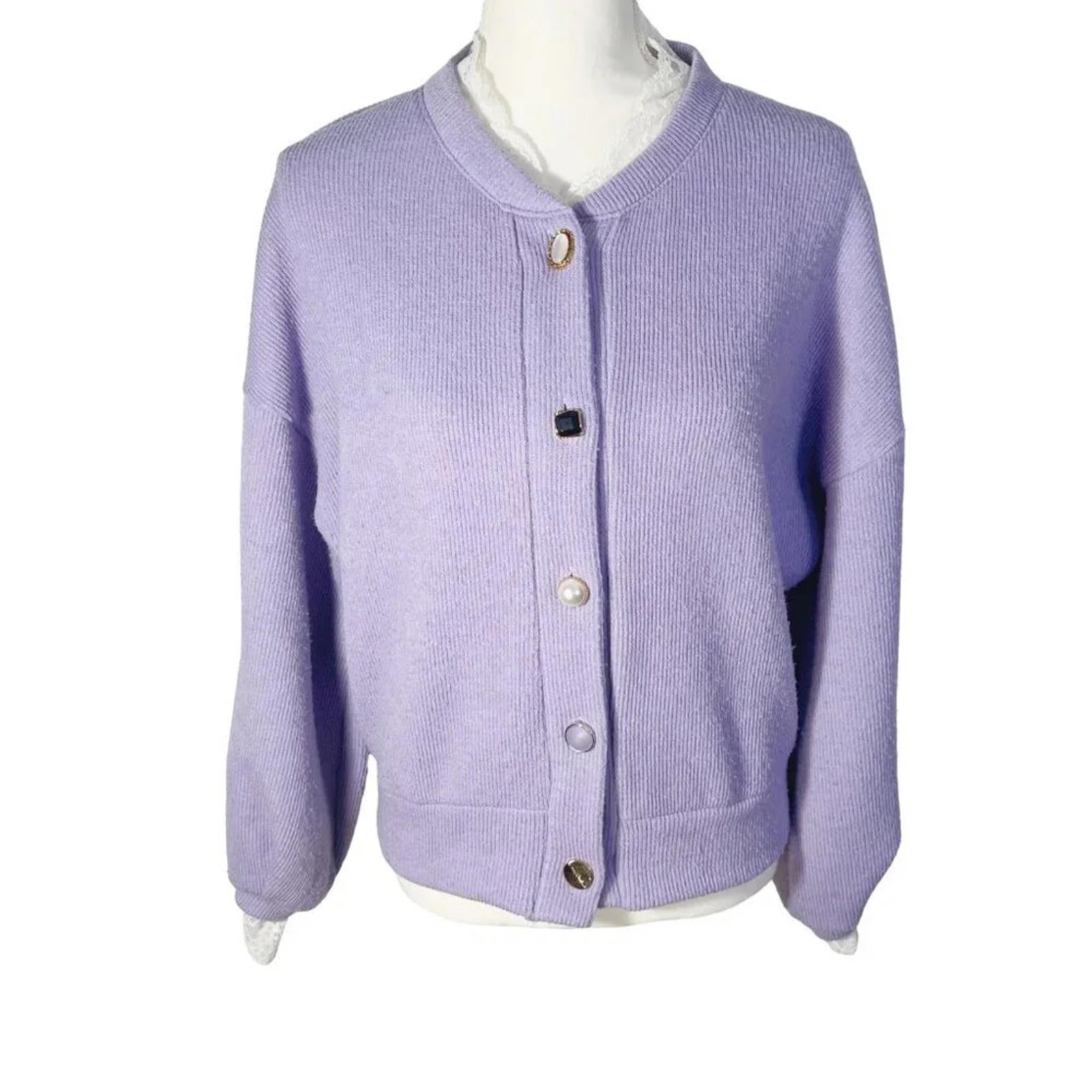 Ordinary Holiday Korean Light Purple Lavender Button Up Cardigan Lace by Hot Girl Secondhand