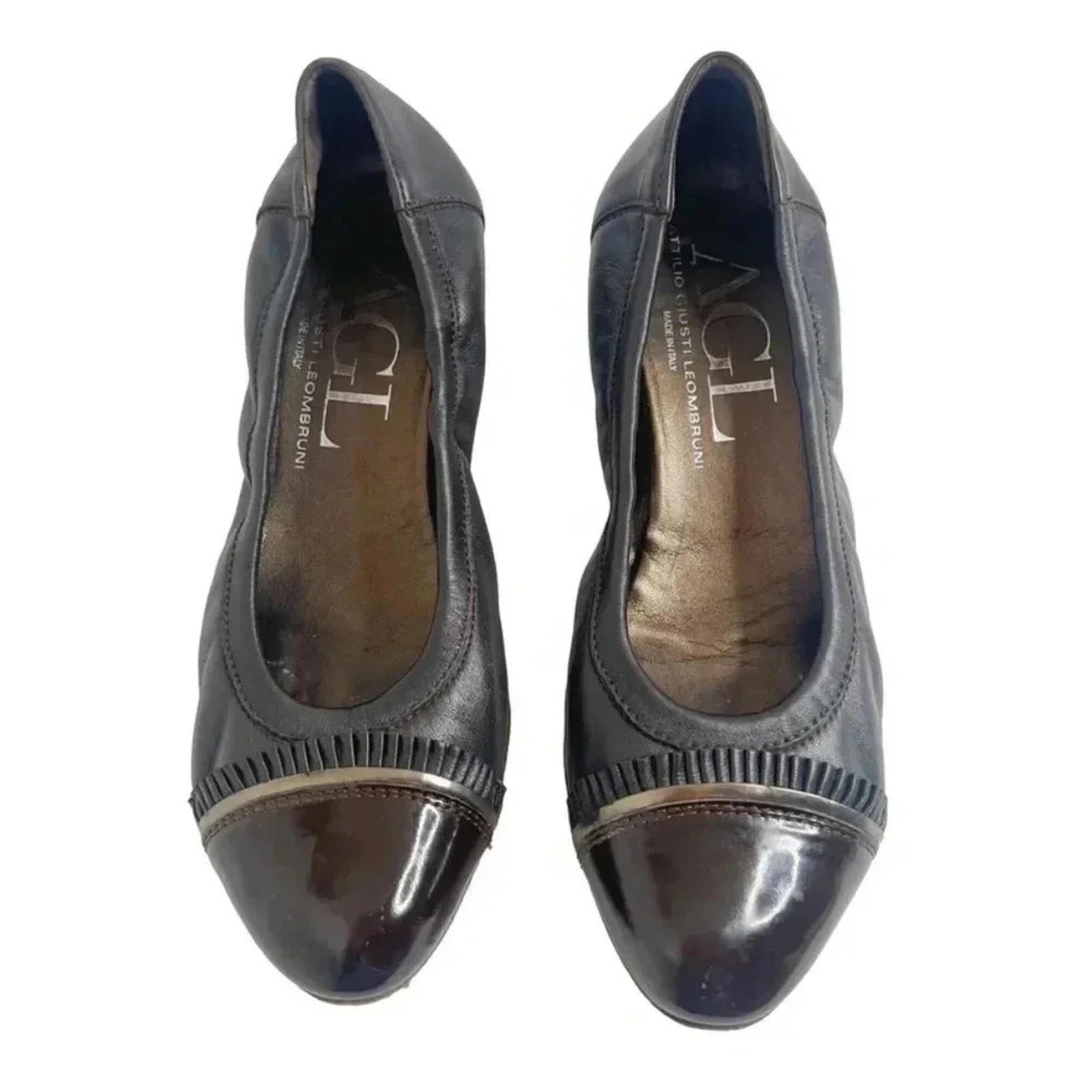AGL Brown Leather Rounded Toe Heels Heeled Ballet Shoes Size 39.5 by Hot Girl Secondhand