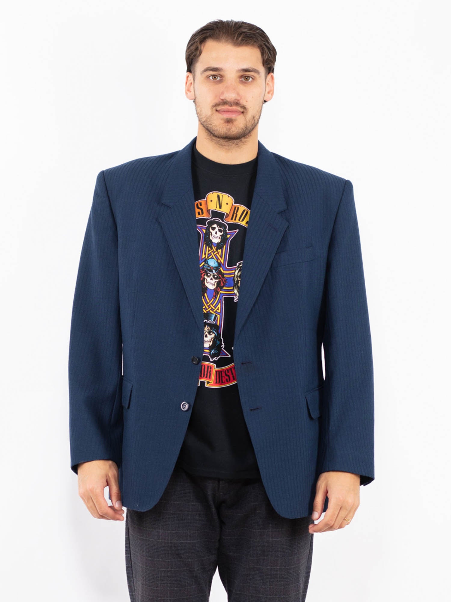 Vintage 70's Men Wool Blend Blazer Jacket in Blue by Northern Grip