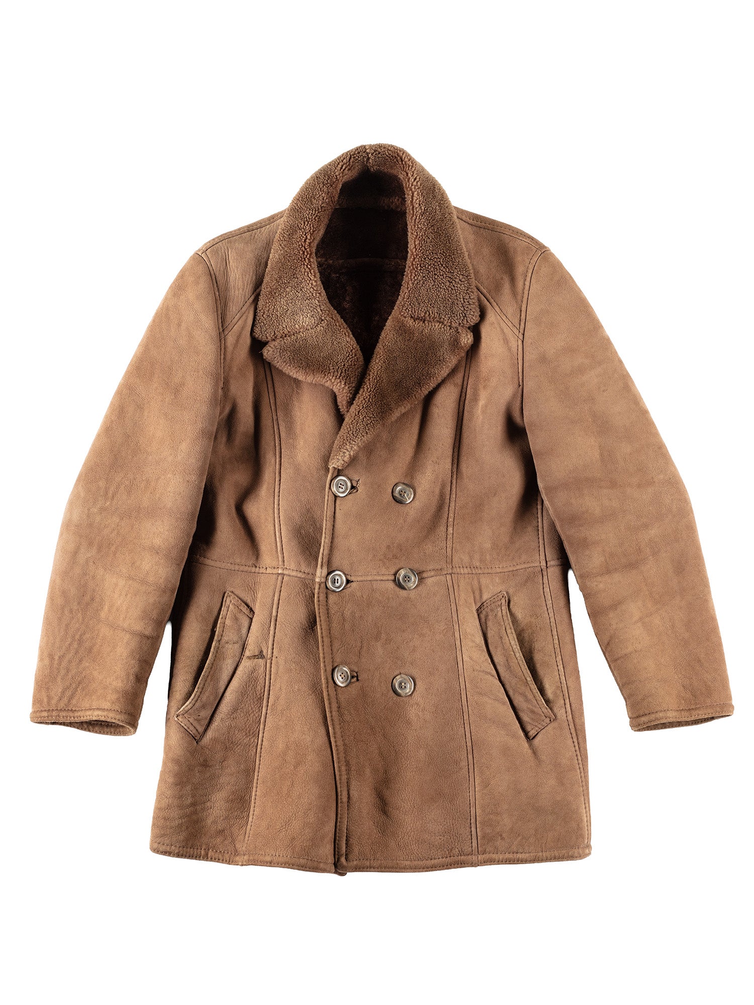 Vintage 70's Men Sheepskin Coat in Brown by Northern Grip
