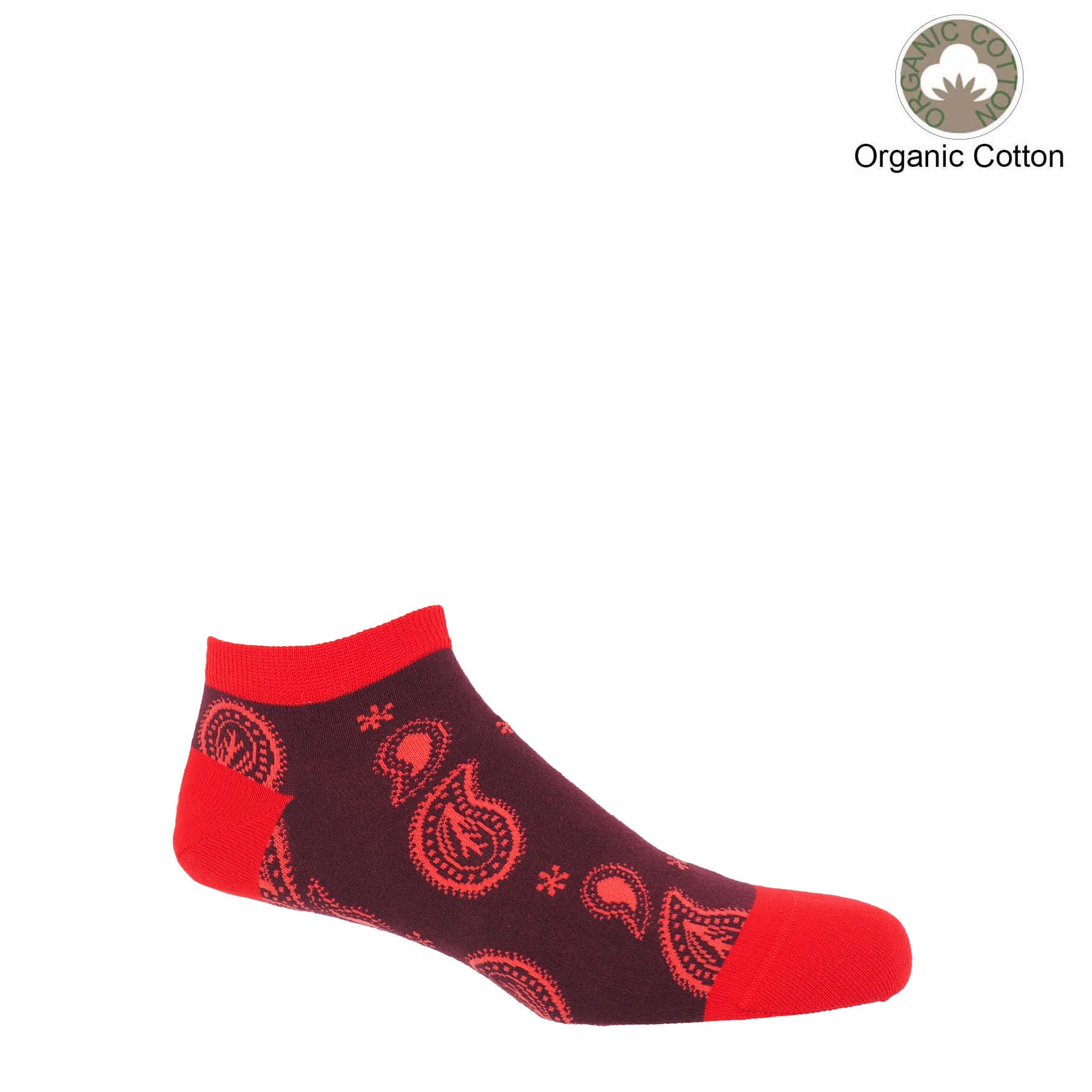 Paisley Men's Trainer Socks - Burgundy by Peper Harow