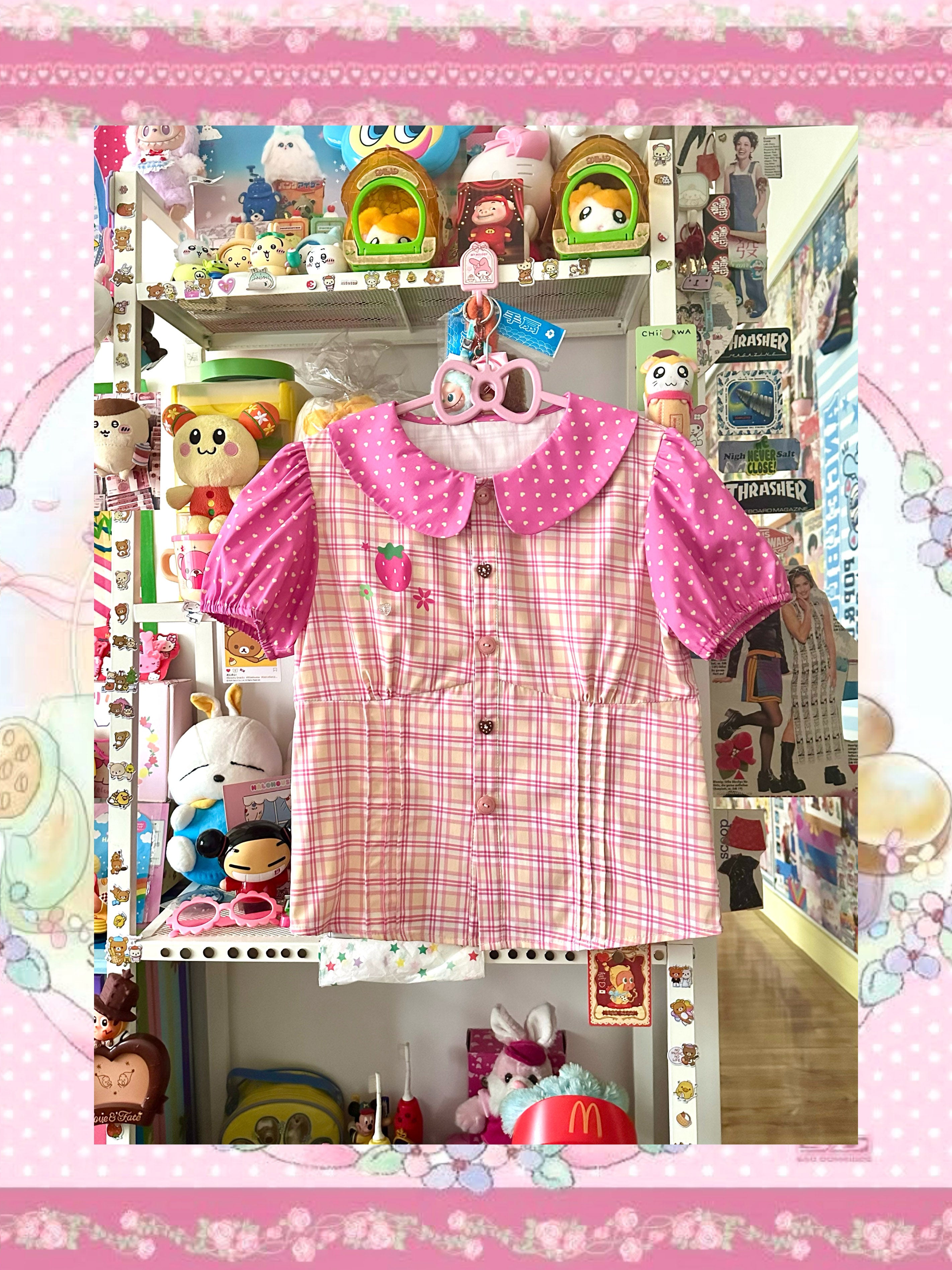 Y2K Strawberry Puff Blouse - Bodytalk by Land Decora