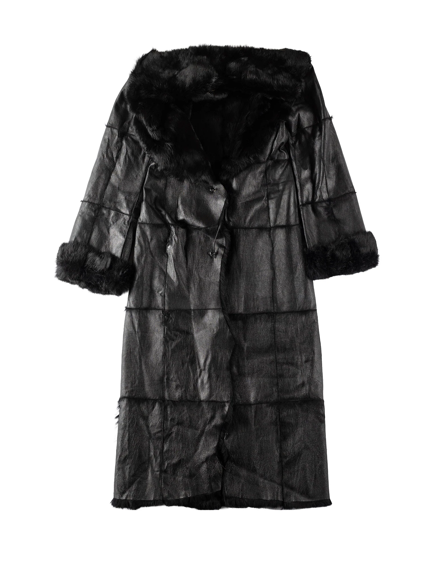Vintage 70's Women Fur Coat in Black by Northern Grip