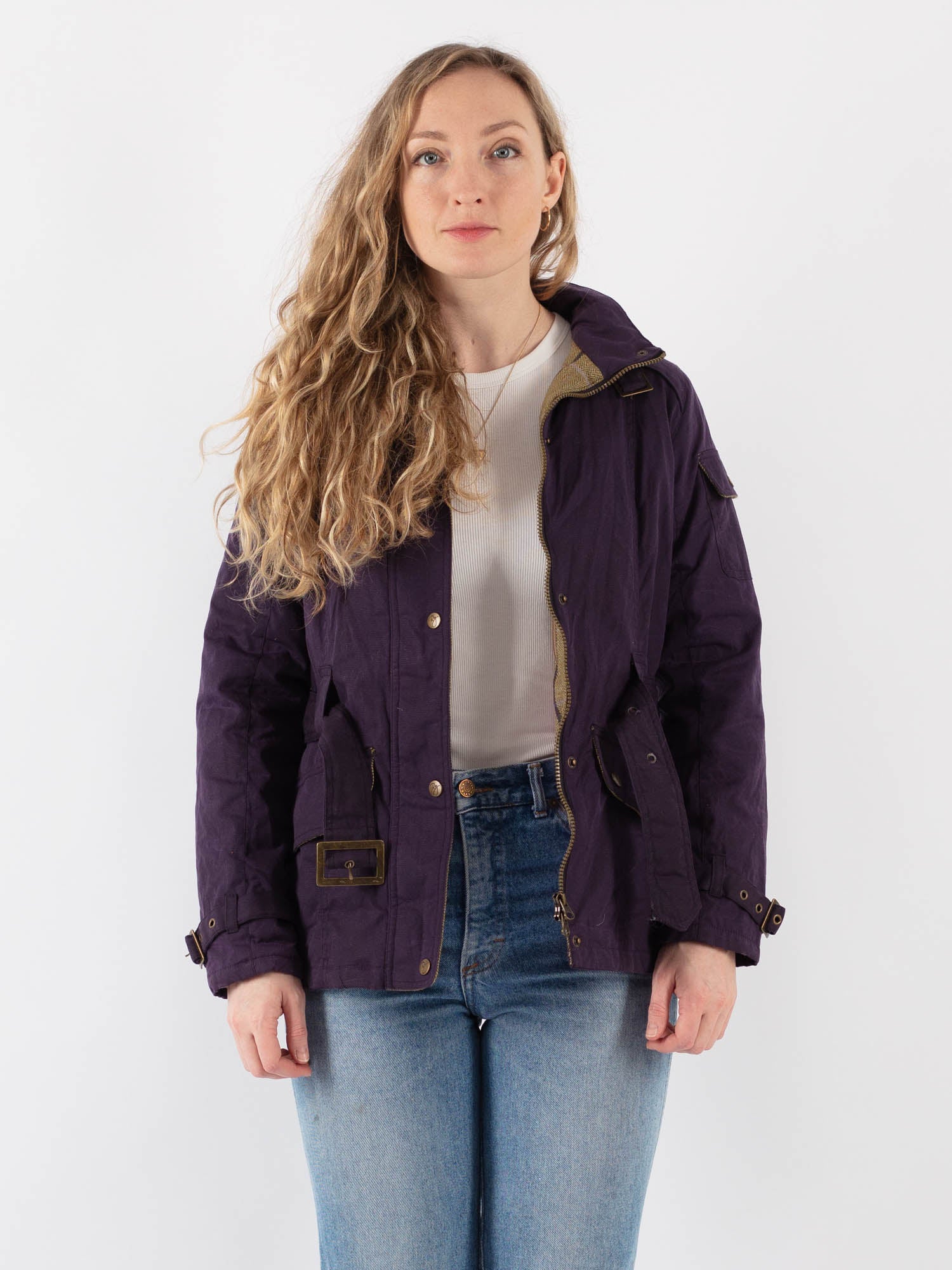 Vintage 00's Women Waxed Canvas Jacket in Purple by Northern Grip