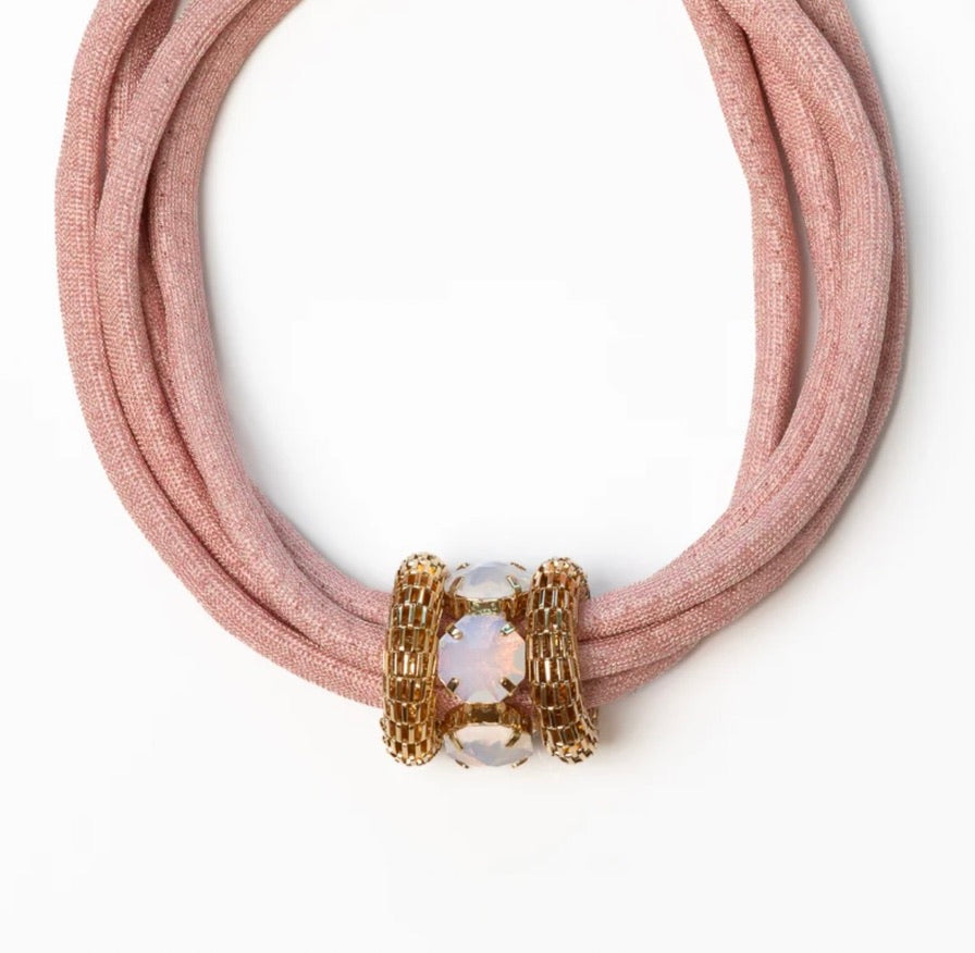Lusso Pink Silk Choker Necklace by Sierra Deene