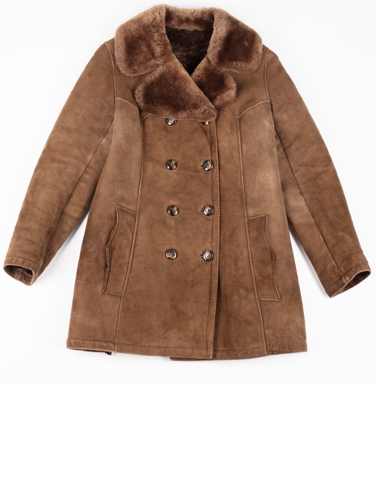 Vintage 70's Women Sheepskin Shearling Coat in Brown by Northern Grip
