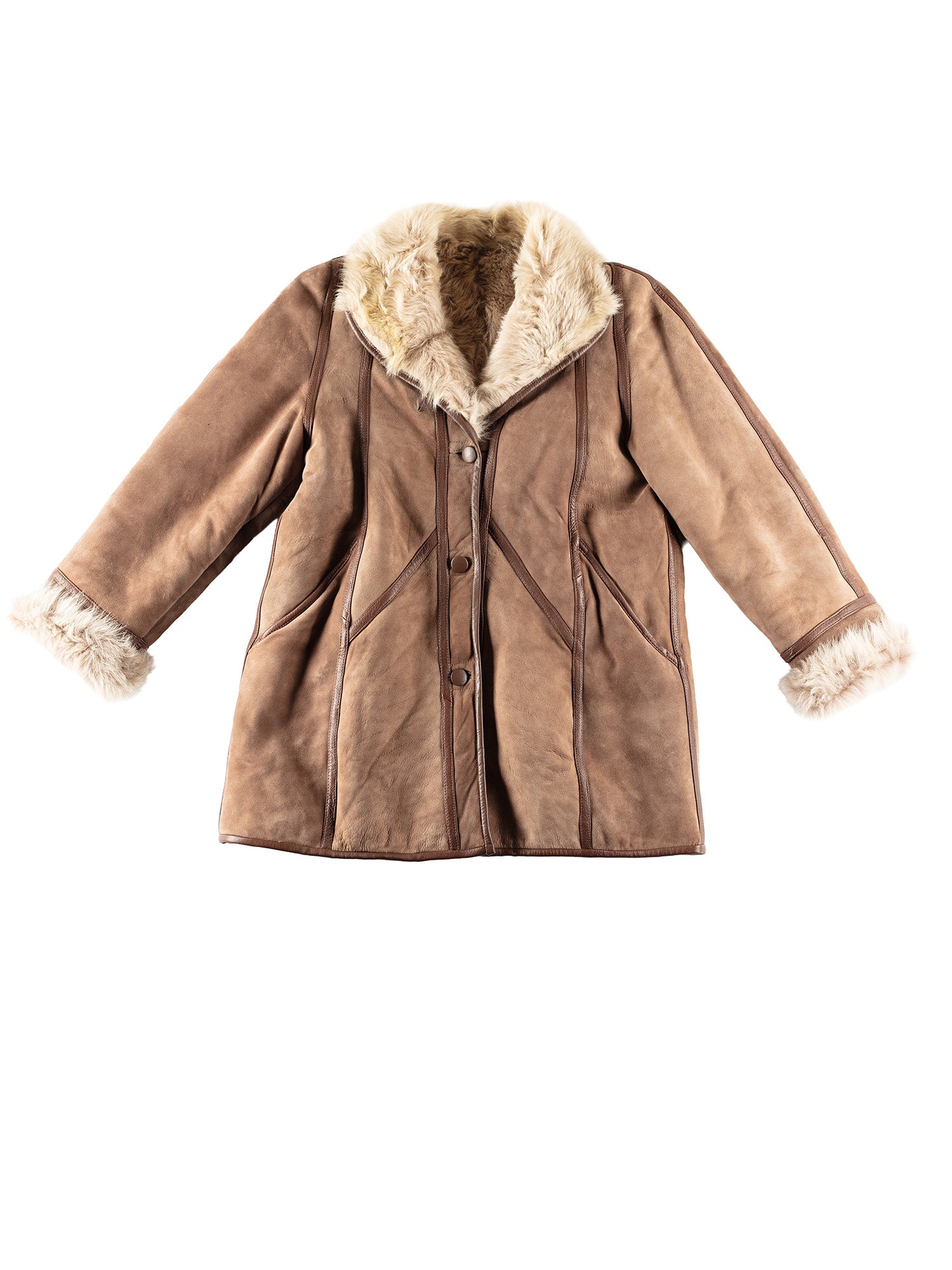 Vintage 80's Women Sheepskin Coat in Beige by Northern Grip