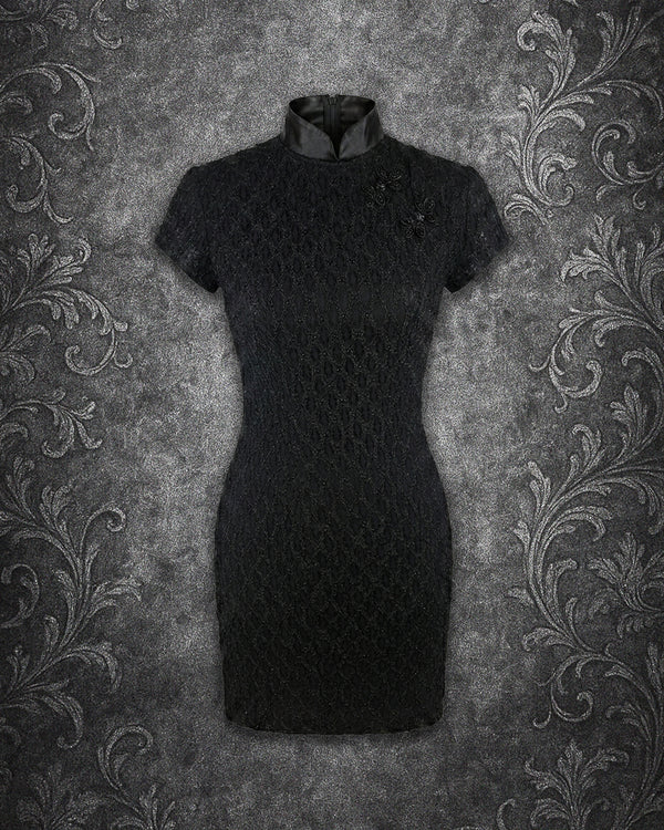 Vintage 90s ALGO 3D Lace Qipao Mini Dress by KATAKOMB