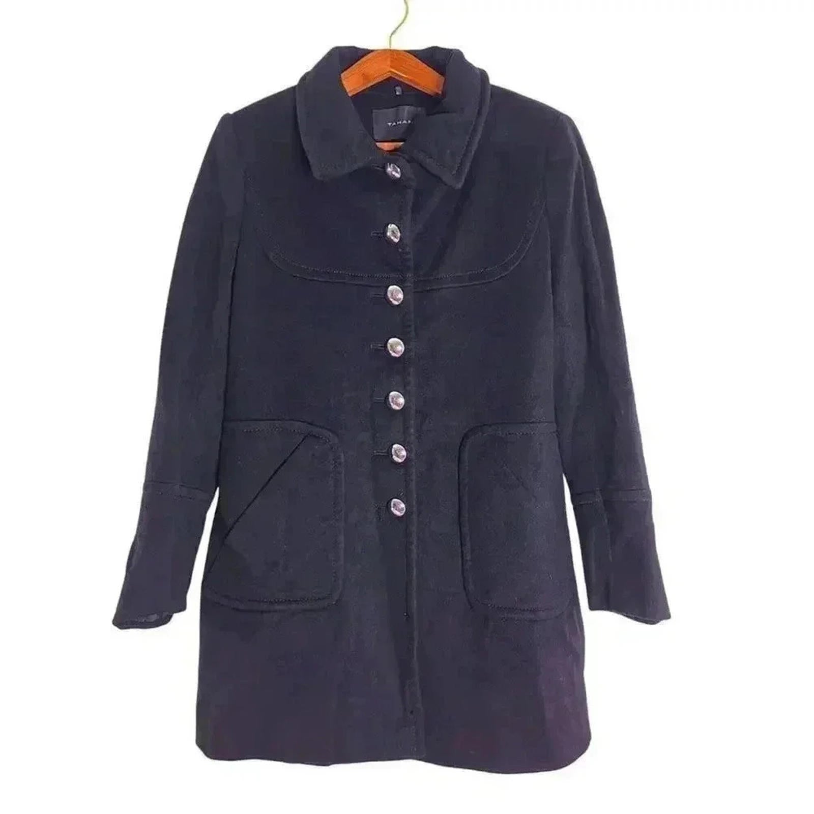 Tahari Black Wool Pea Coat Trenchcoat Winter Jacket Women's Size 8 by Hot Girl Secondhand