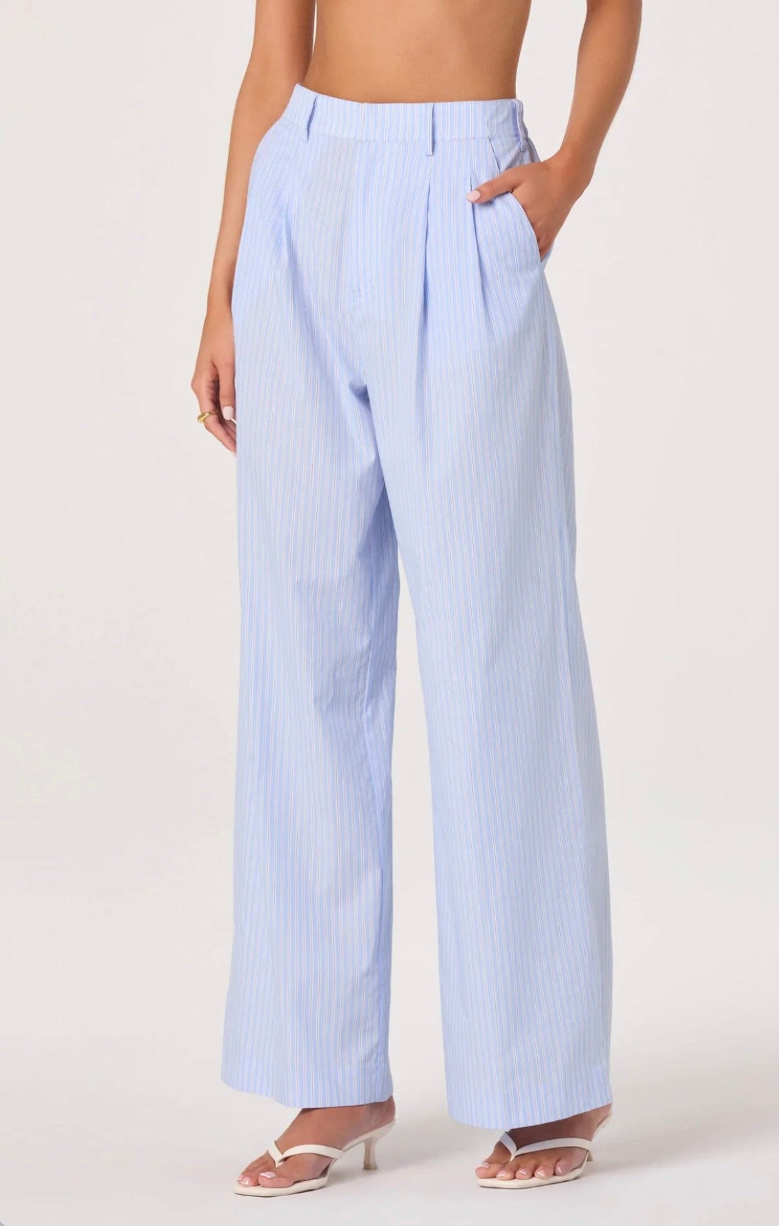 ASTR The Label Neha Striped Linen High-Rise Wide Leg Pants by Sierra Deene