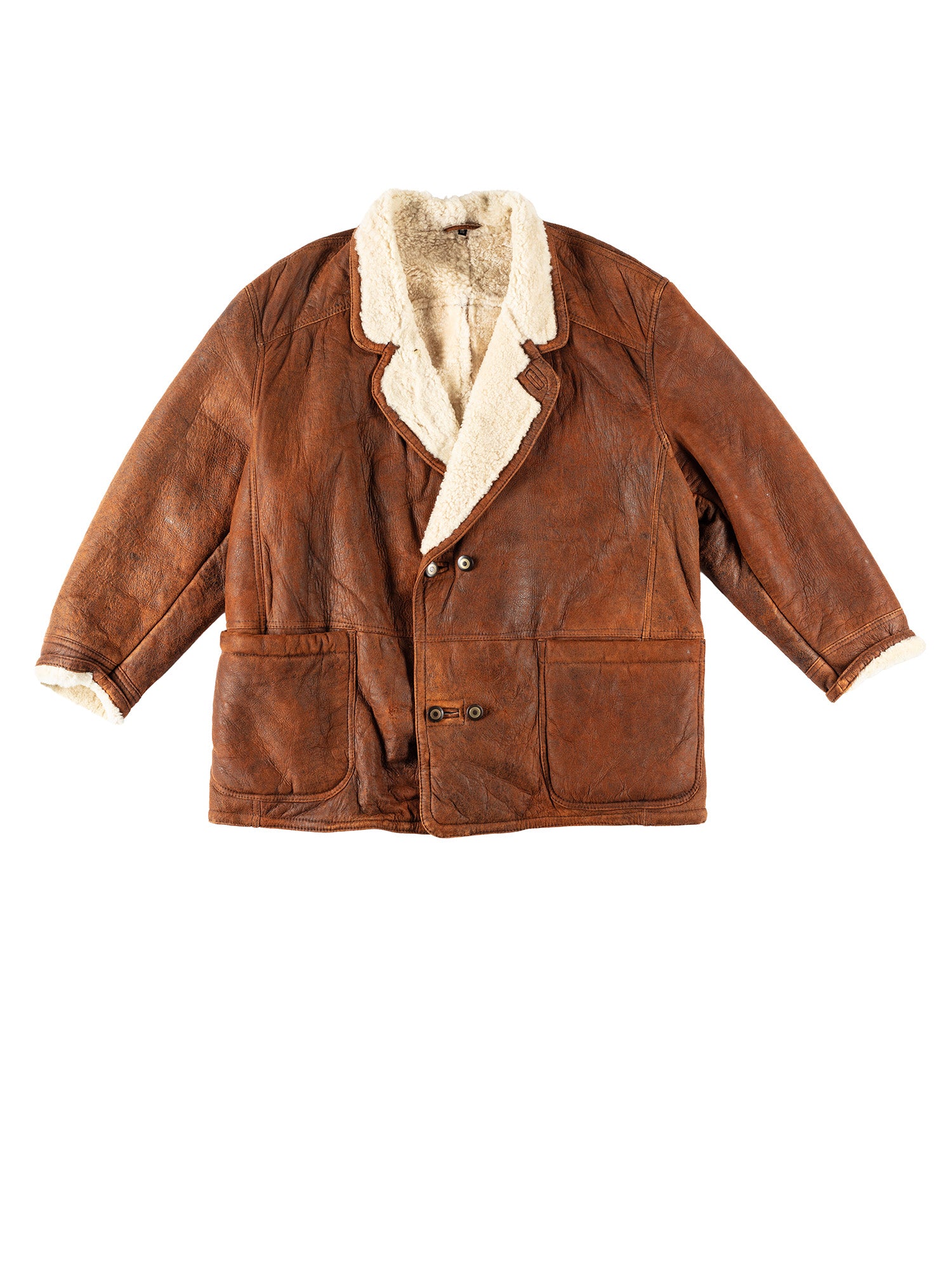 Vintage 80's Men Sheepskin Coat in Brown by Northern Grip
