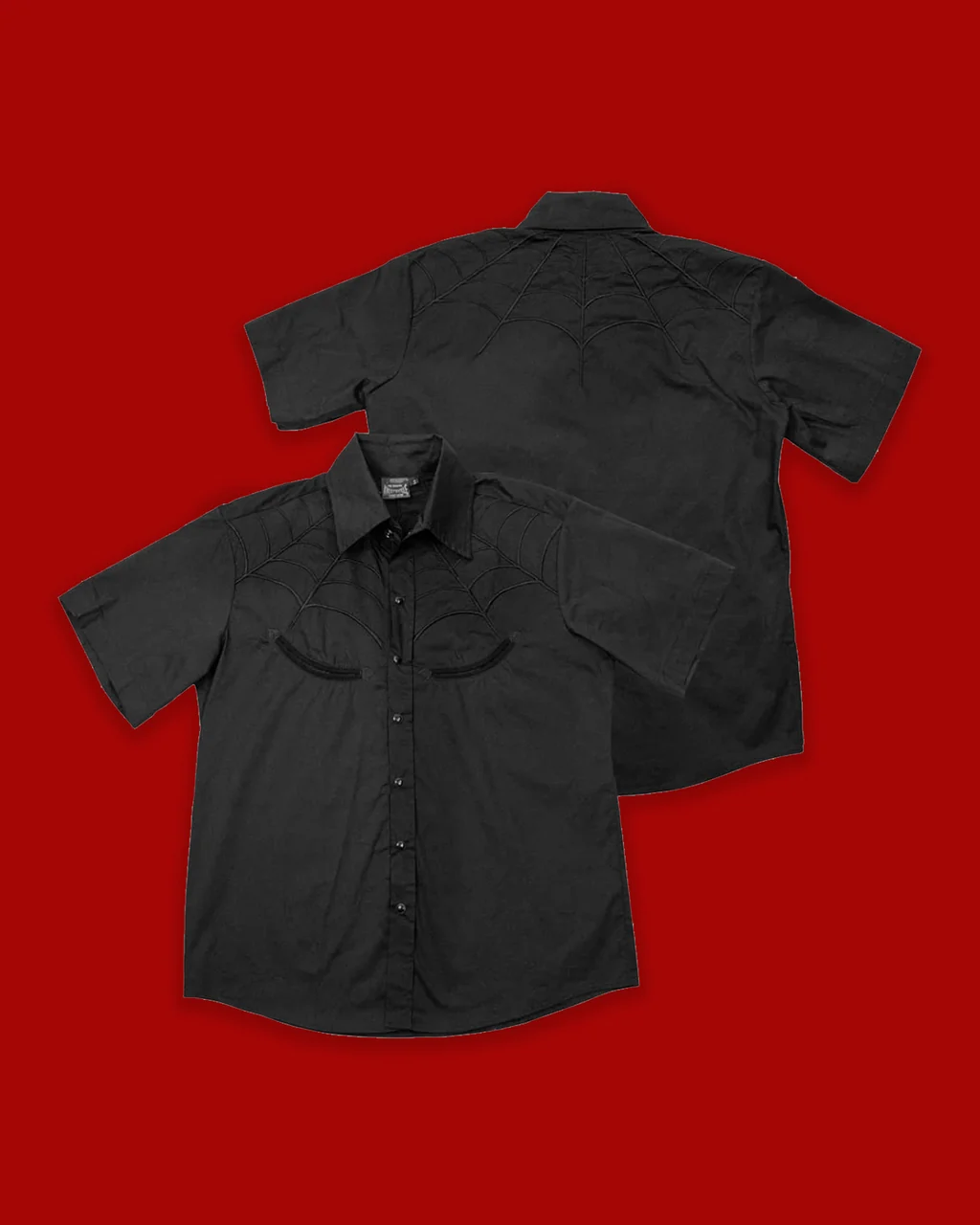 Spiderweb Black Western Shirt by KATAKOMB
