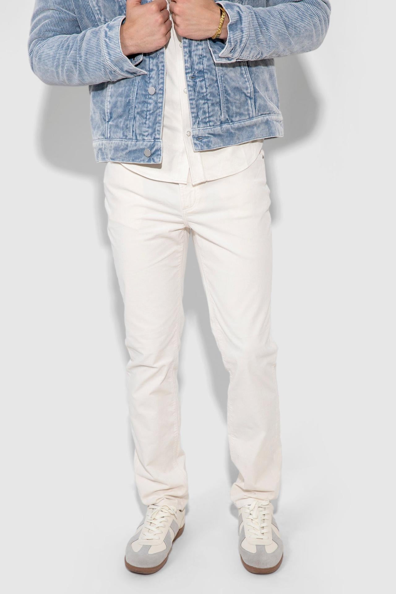Brando Needle Cord Vintage Blanc Stretch Slim Jean by MONFRERE