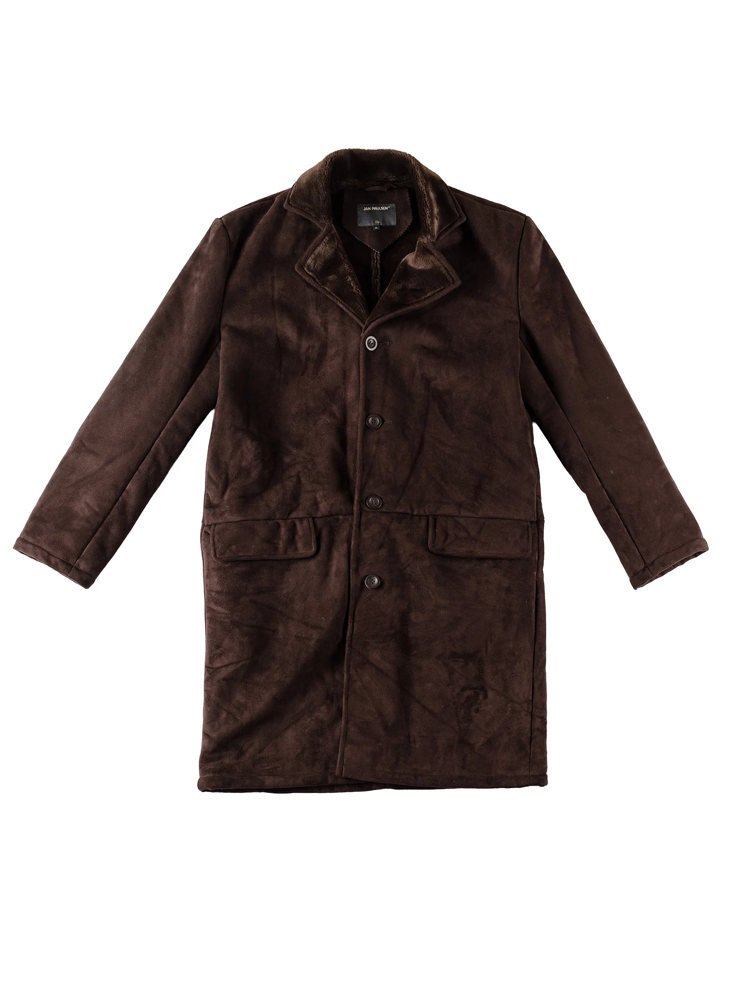 Vintage 90's Men Faux Sheepskin Coat in Brown by Northern Grip