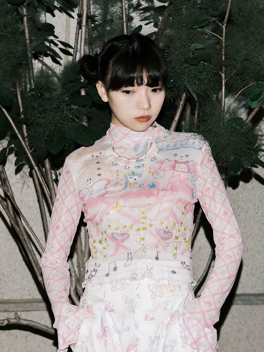 Decora Fashion Puppy Base Shirt & Tulip Under Shirt - Harajuku Style by Land Decora