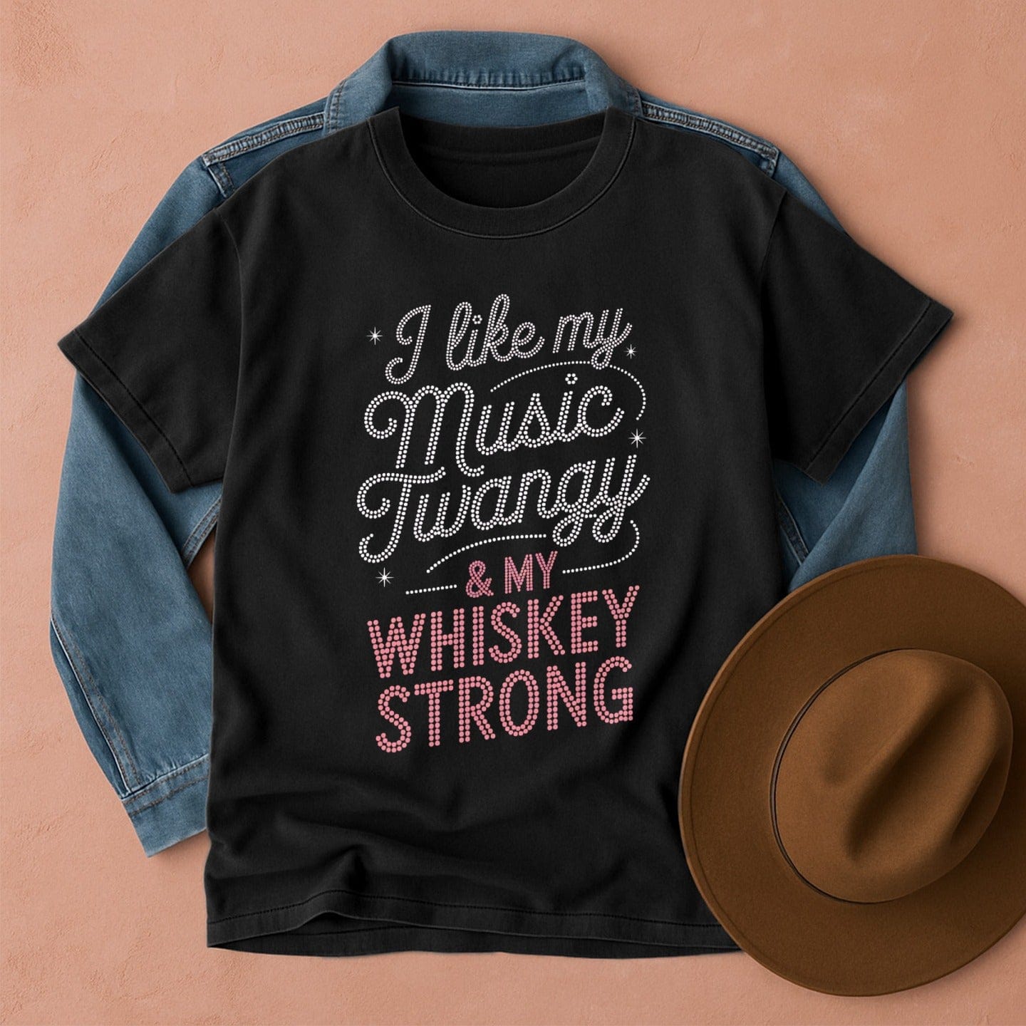 I Like My Music Twangy & My Whiskey Strong T-Shirt by DILLO Outfitters