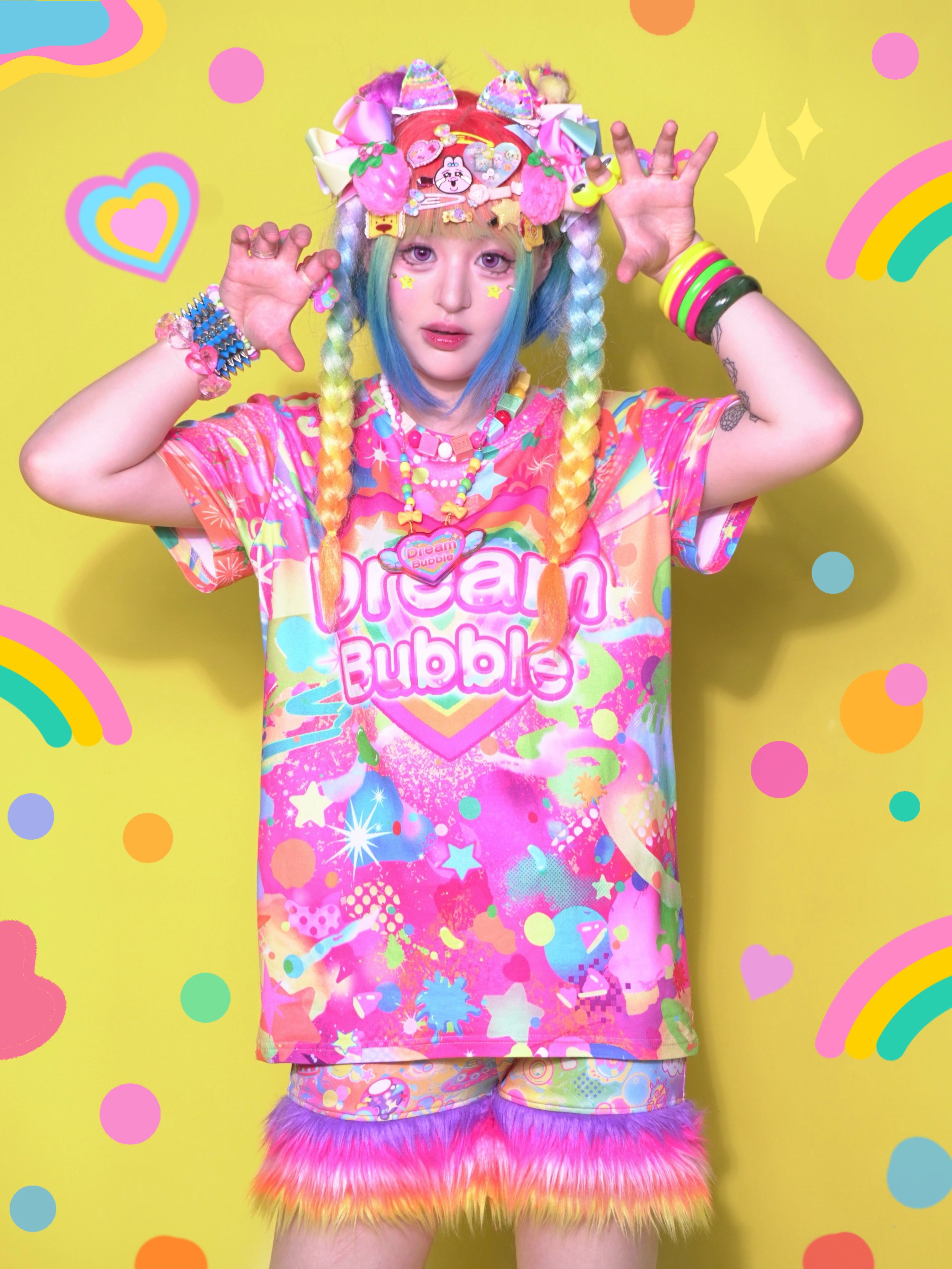 Dream Bubble Decora Rainbow Graffiti Modal T-Shirt by Land Decora