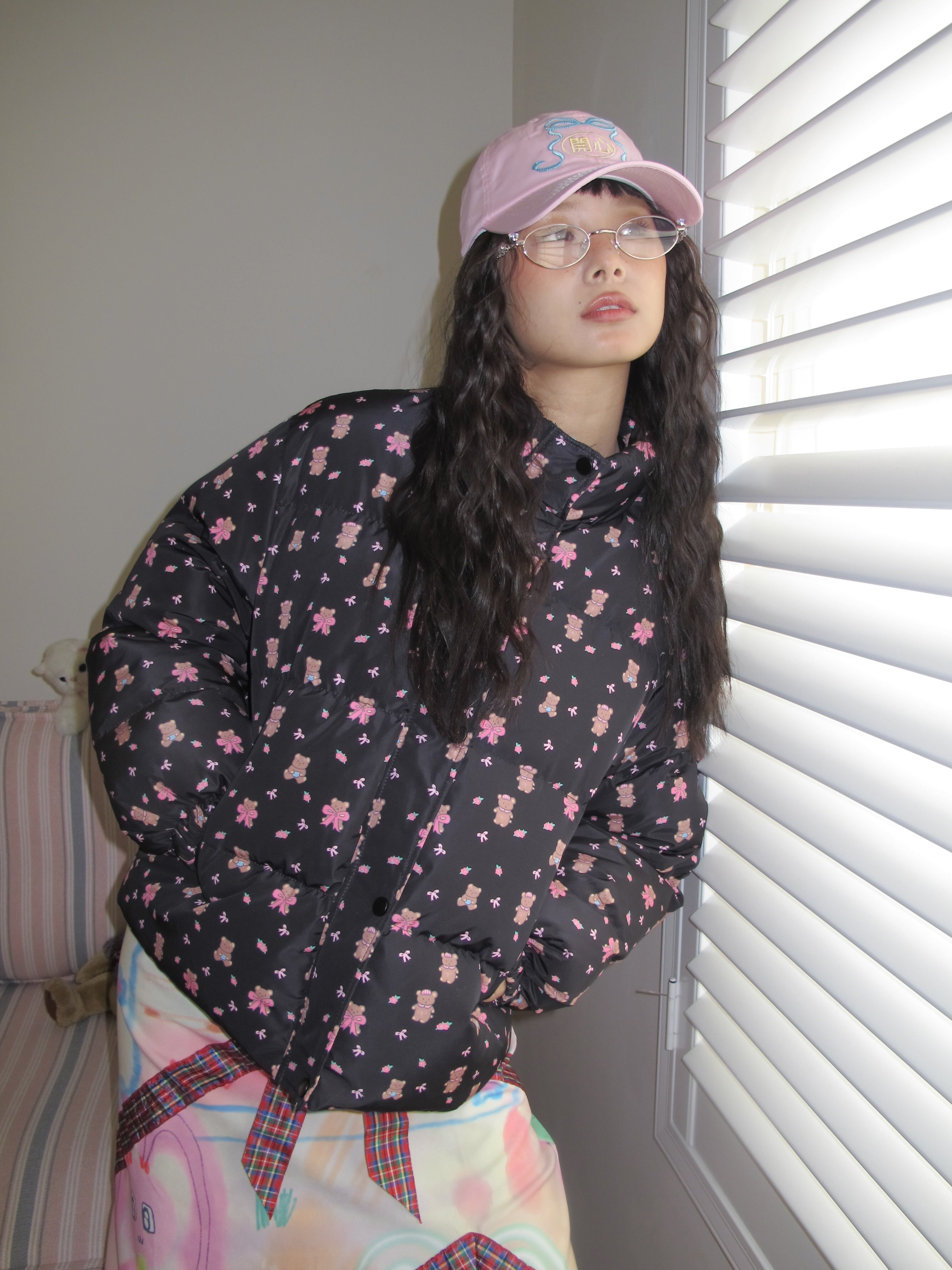 Harajuku Jacket Black Floral Down Warm – KaiXin Hostel by Land Decora