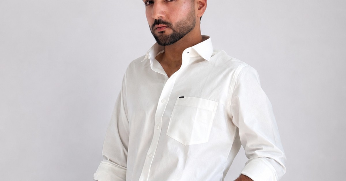 Men’s Premium Cotton Relaxed Fit Shirt – Solid White | Attirity by Attirity
