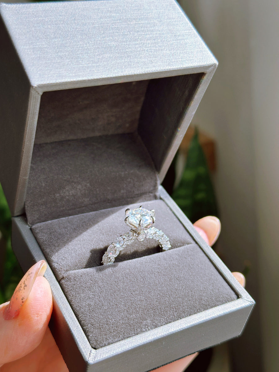 3-CARAT MOISSANITE PLATINUM-PLATED RING WITH SIDE STONES by RAËLIV