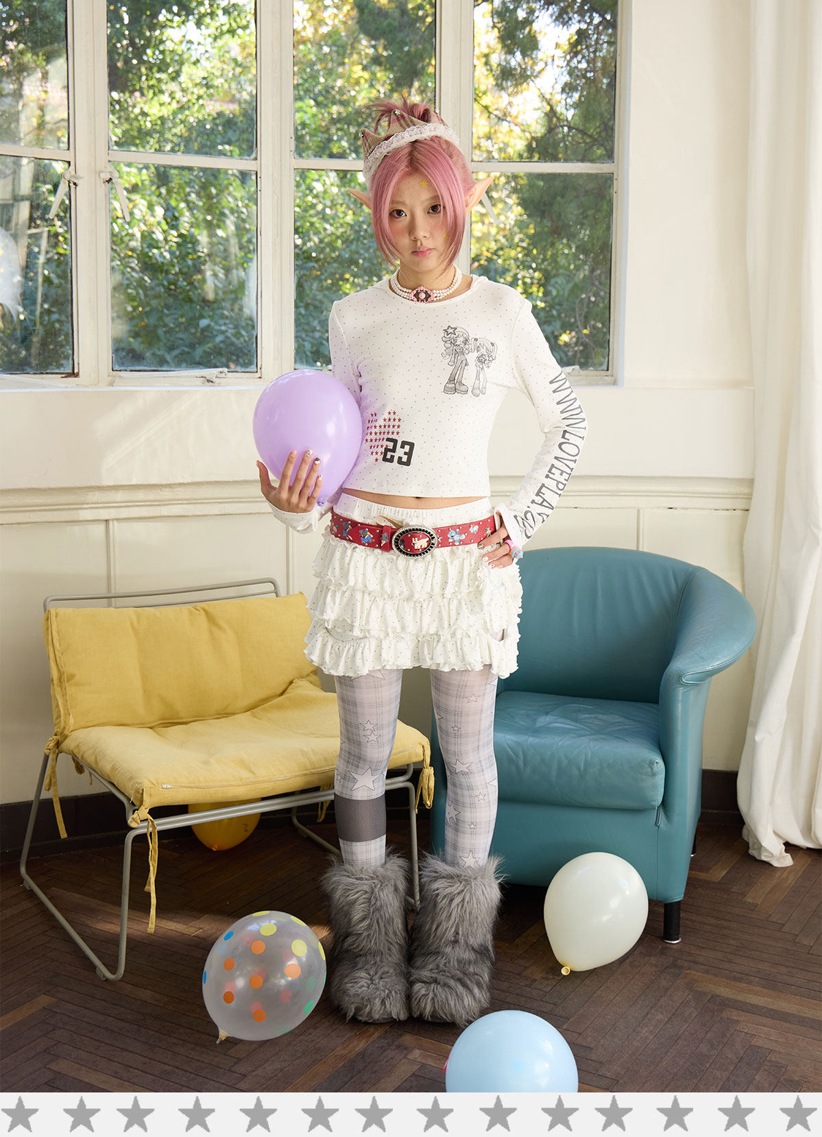 Y2K Star Print Cropped Hoodie – loveplay by Land Decora