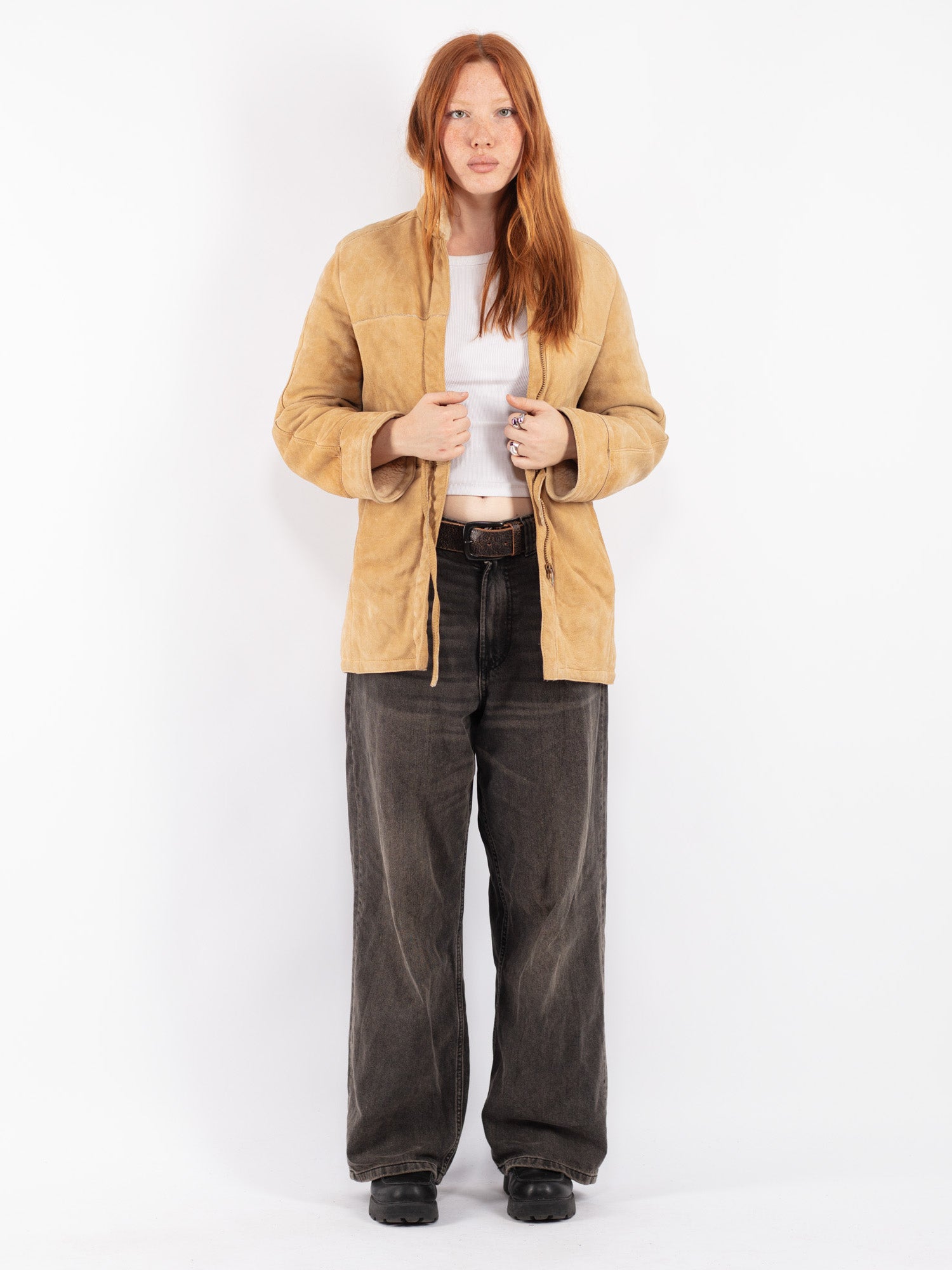 Vintage 90's Women Sheepskin Coat in Beige by Northern Grip