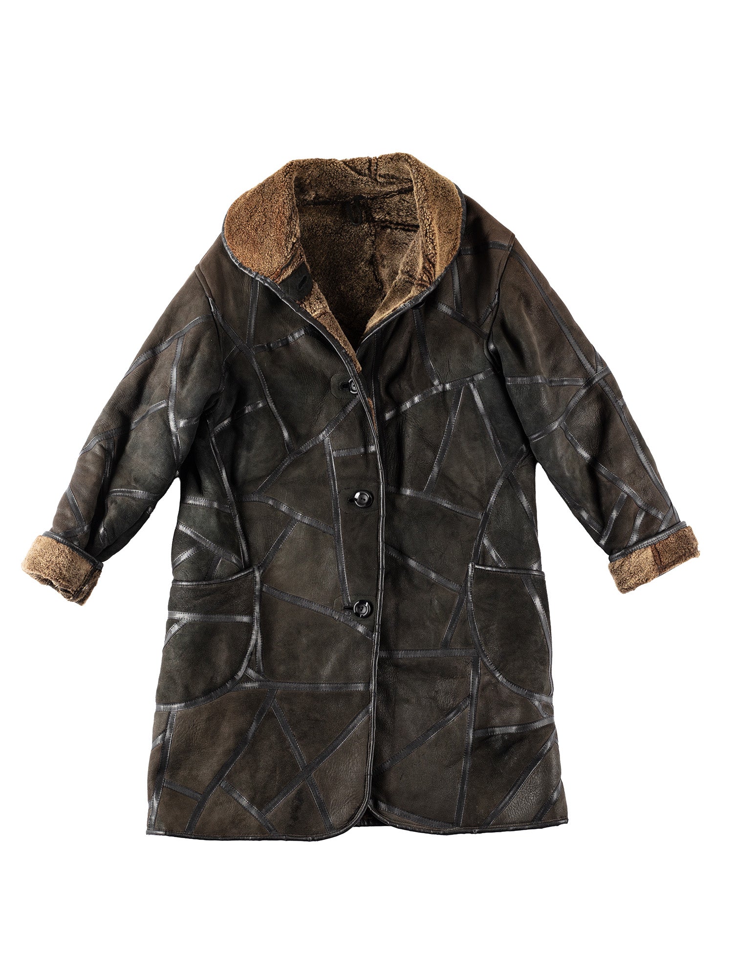 Vintage 80's Women Sheepskin Coat in Purple Brown by Northern Grip