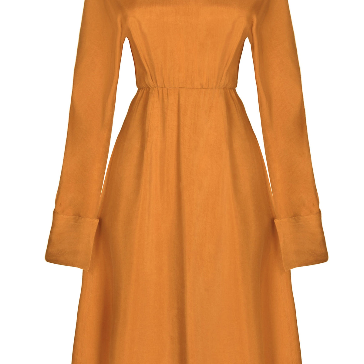Mustard Yellow Midi Dress – Eco-Friendly Long-Sleeve Style By Sarvin by Sarvin
