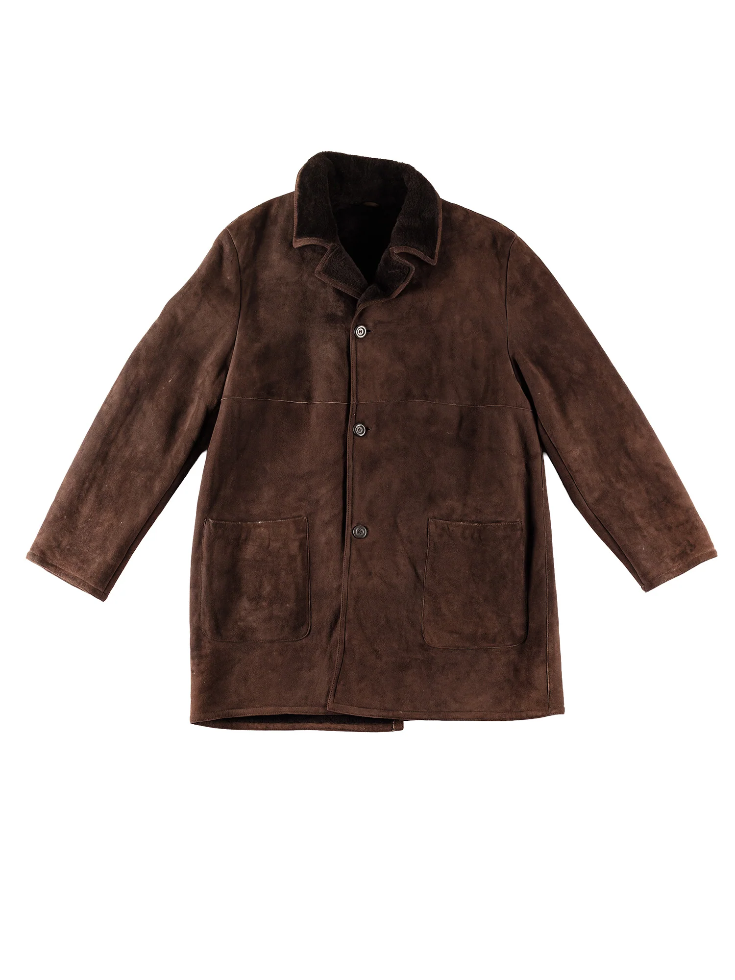 Vintage 80's Men Sheepskin Coat in Brown by Northern Grip