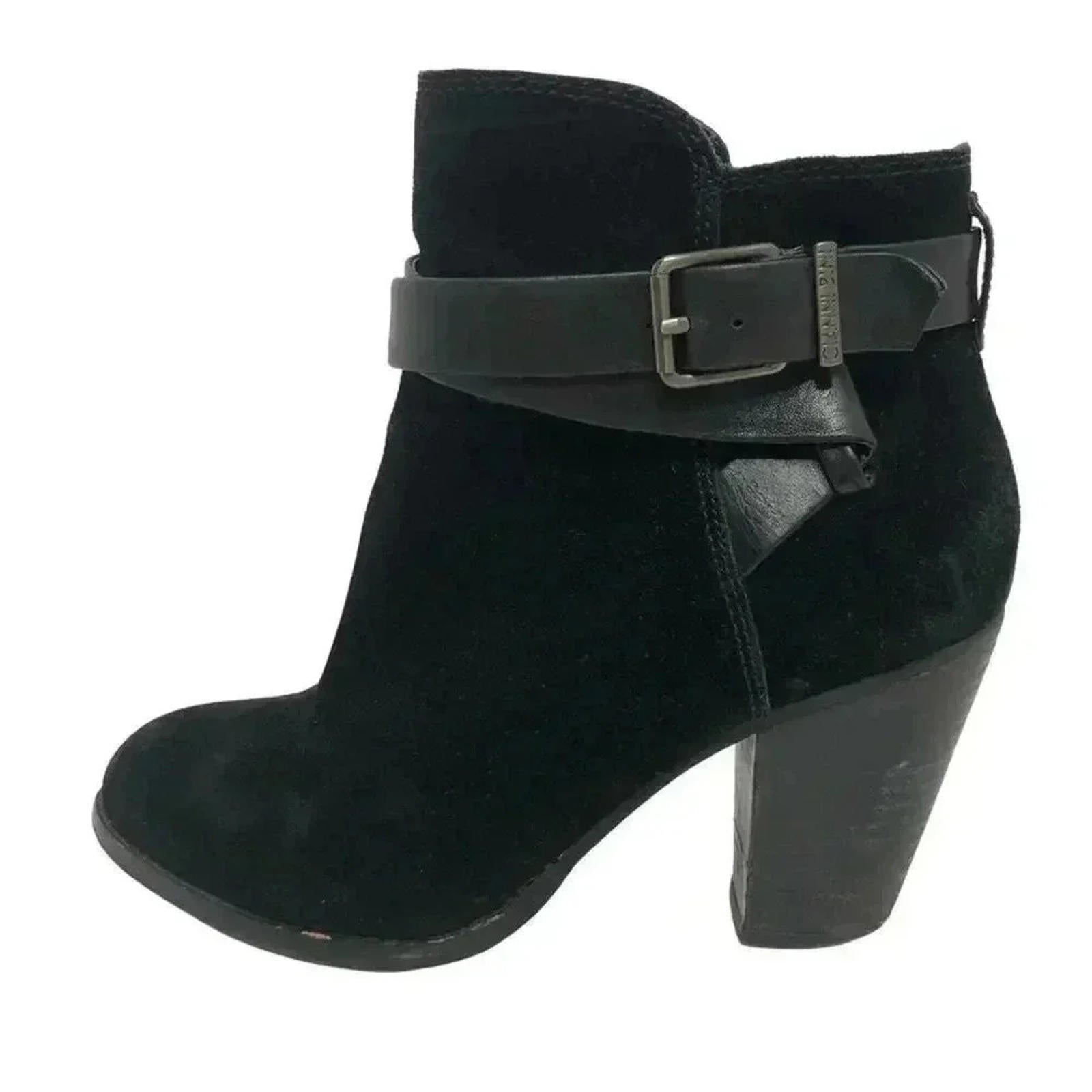 Gianni Bini Black Suede Buckled Heeled Booties Ankle Boots Women's Siz by Hot Girl Secondhand