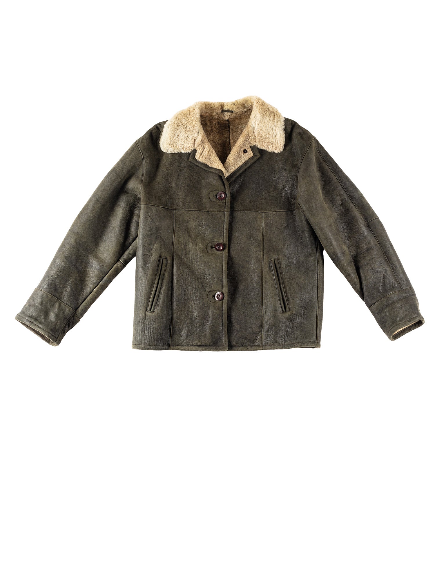 Vintage 80's Women Sheepskin Jacket in Moss Green by Northern Grip