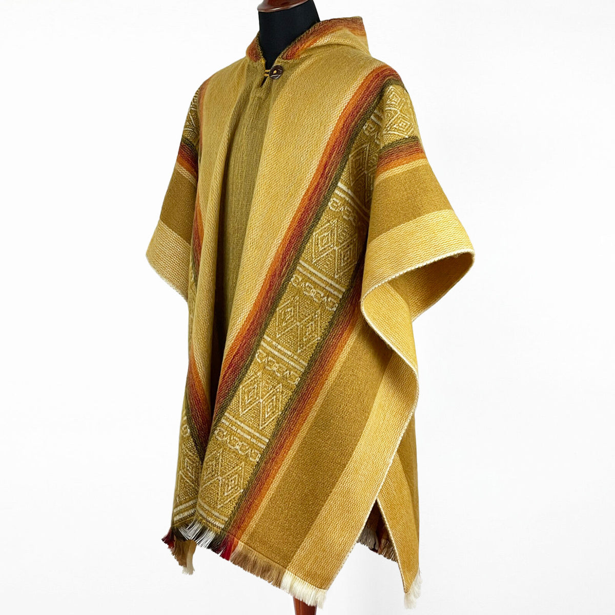 Lightweight Baby Alpaca Wool Hooded Poncho - Sigsig - Amber - unisex by ECUALAMA