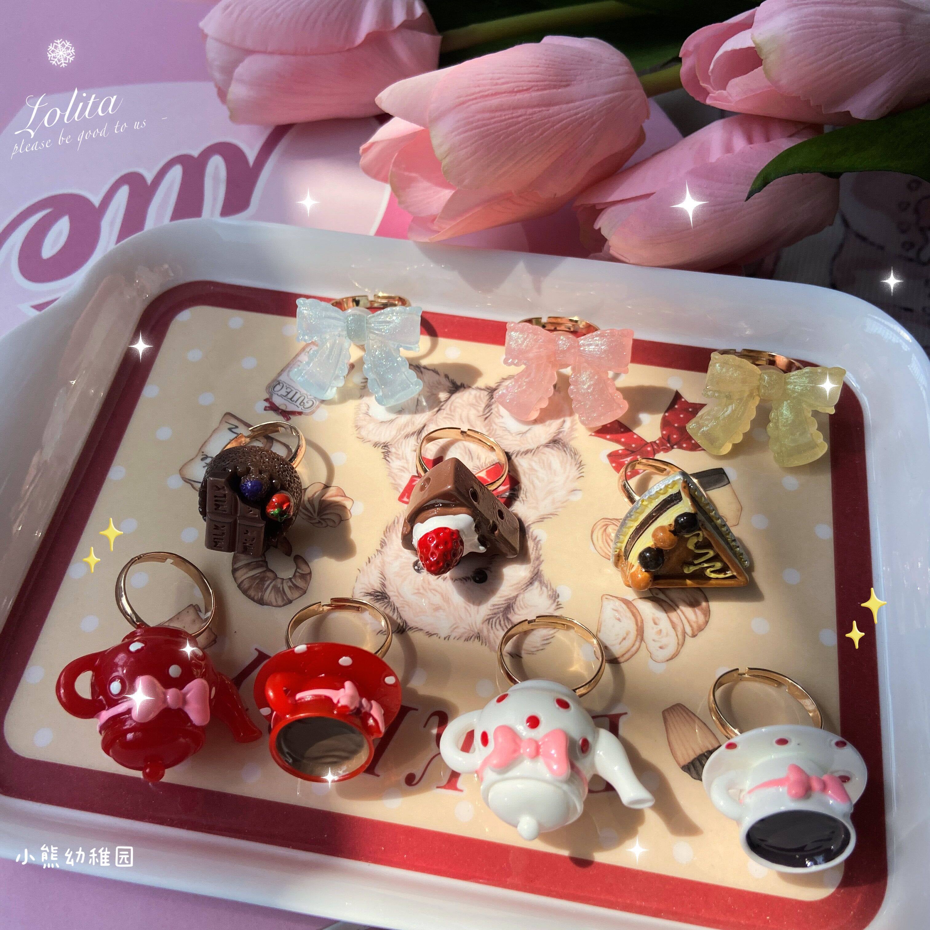 Kawaii Bow Ring - Bear Doll by Land Decora