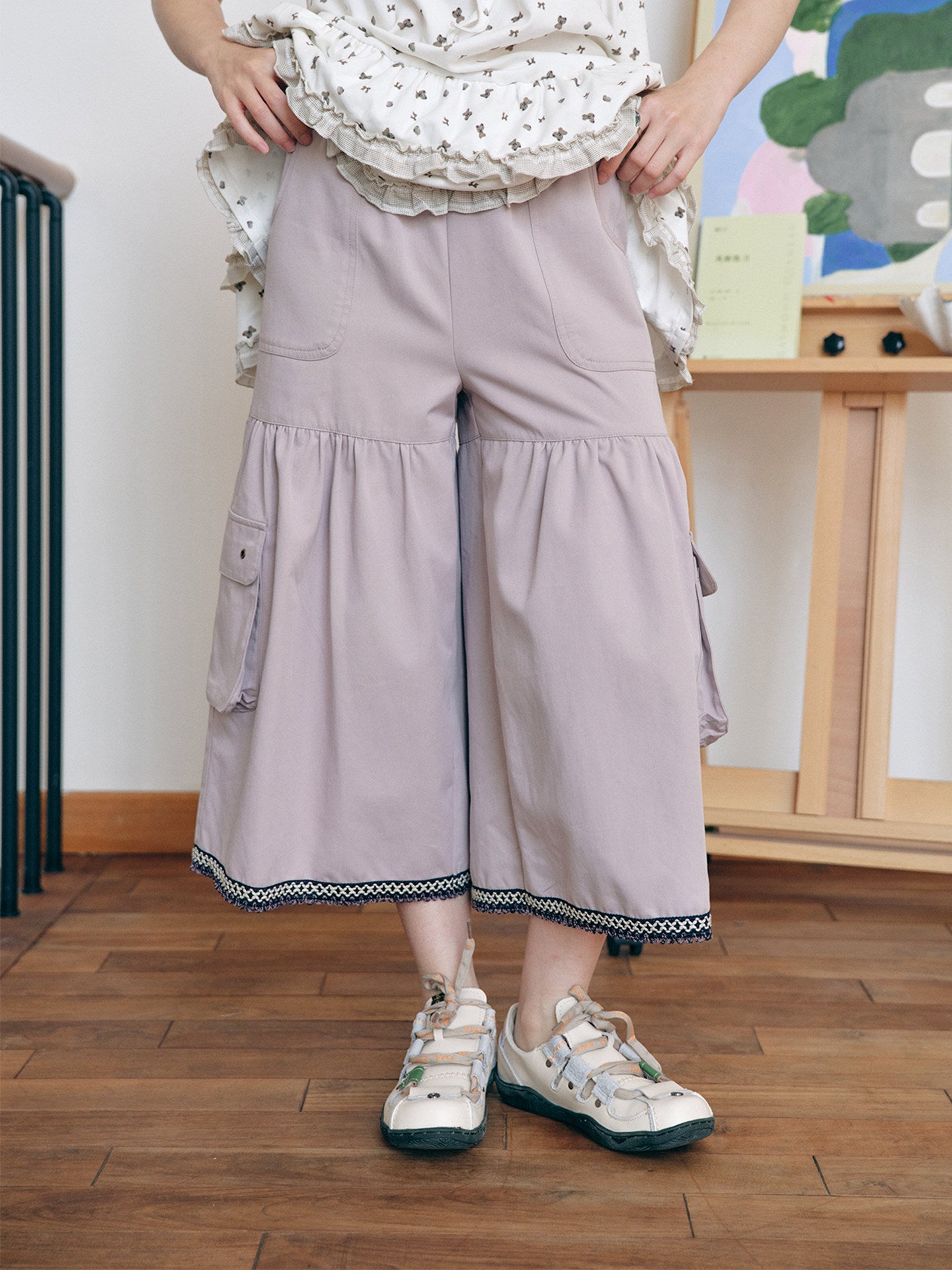Mori Purple Lace Wide Leg Pants - Have A Meal by Land Decora