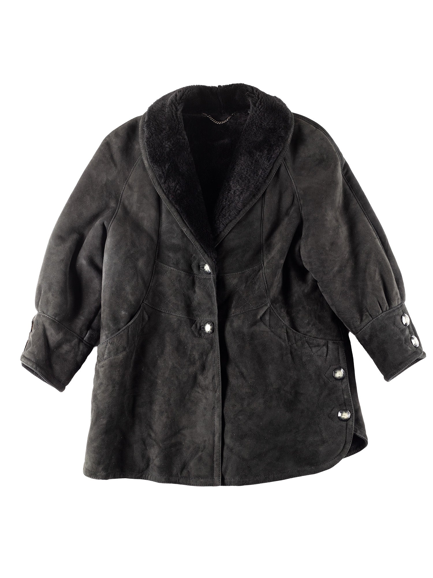 Vintage 90's Women Sheepskin Coat in Black by Northern Grip