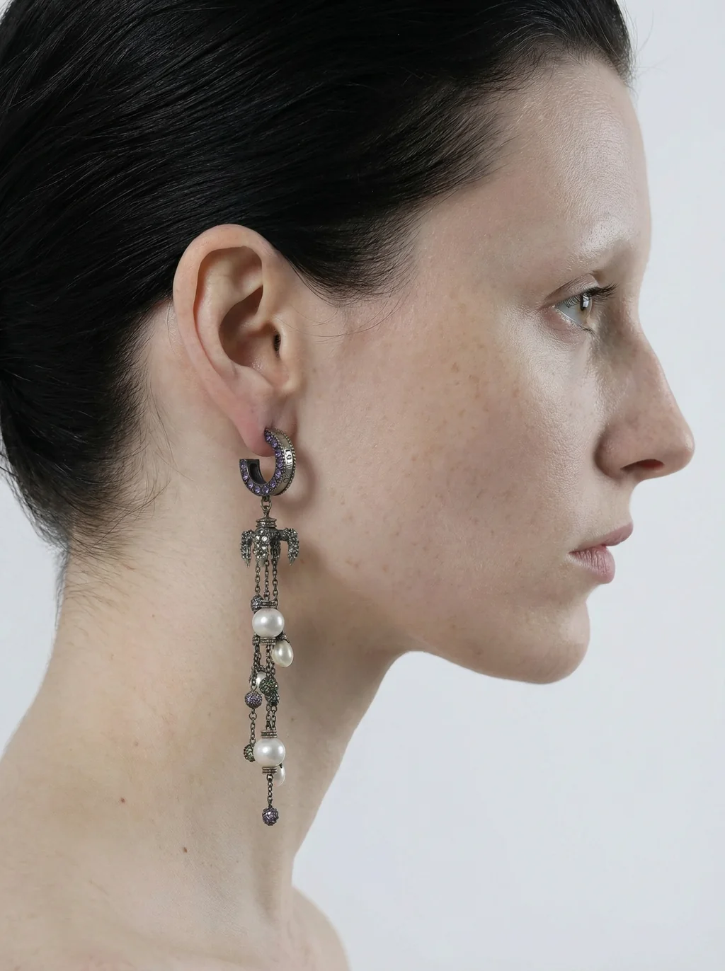 Violet Eclipse Pearl Cascade Earring by ASATO